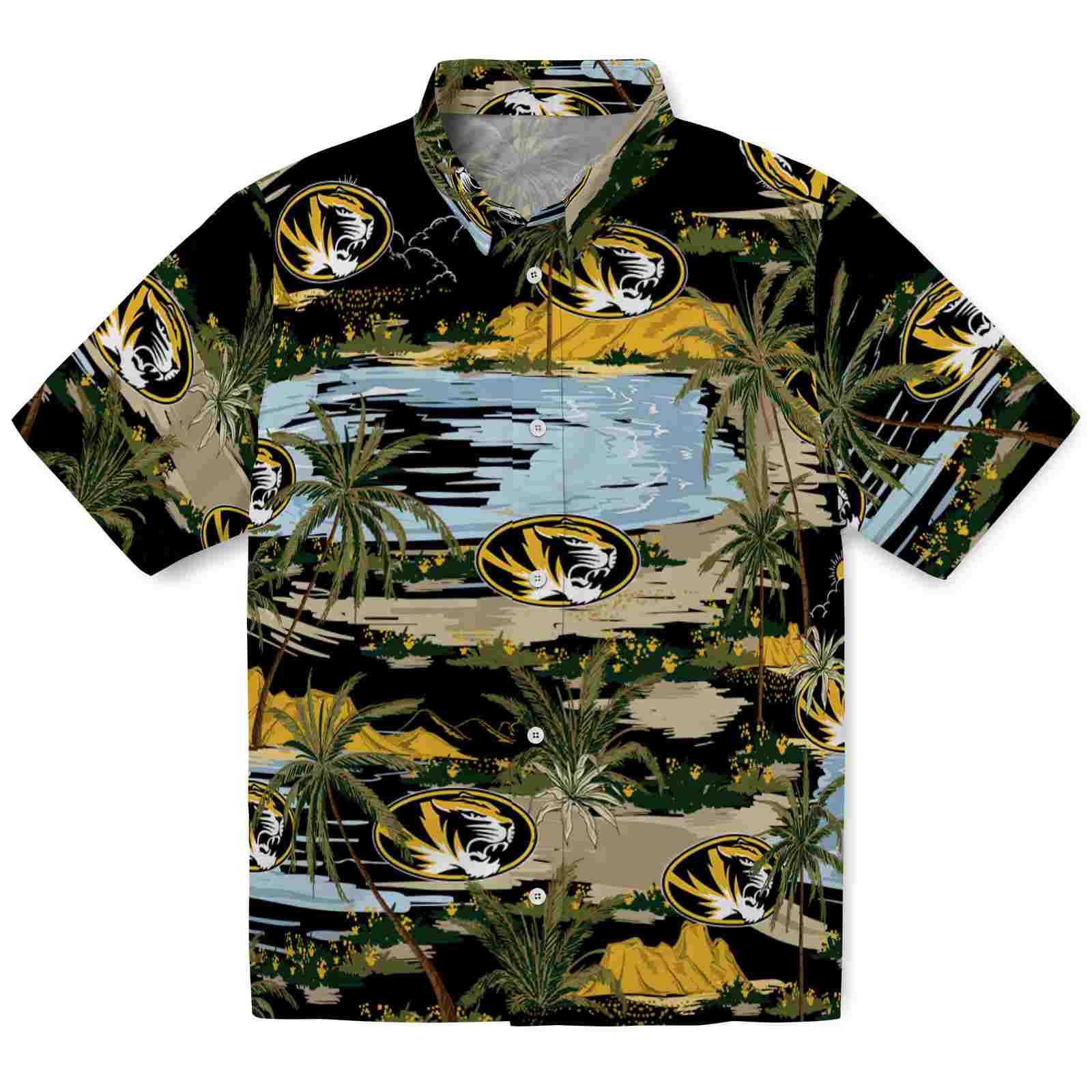 Keptsake Missouri Tigers Palm Horizon Black Premium Hawaiian Shirt