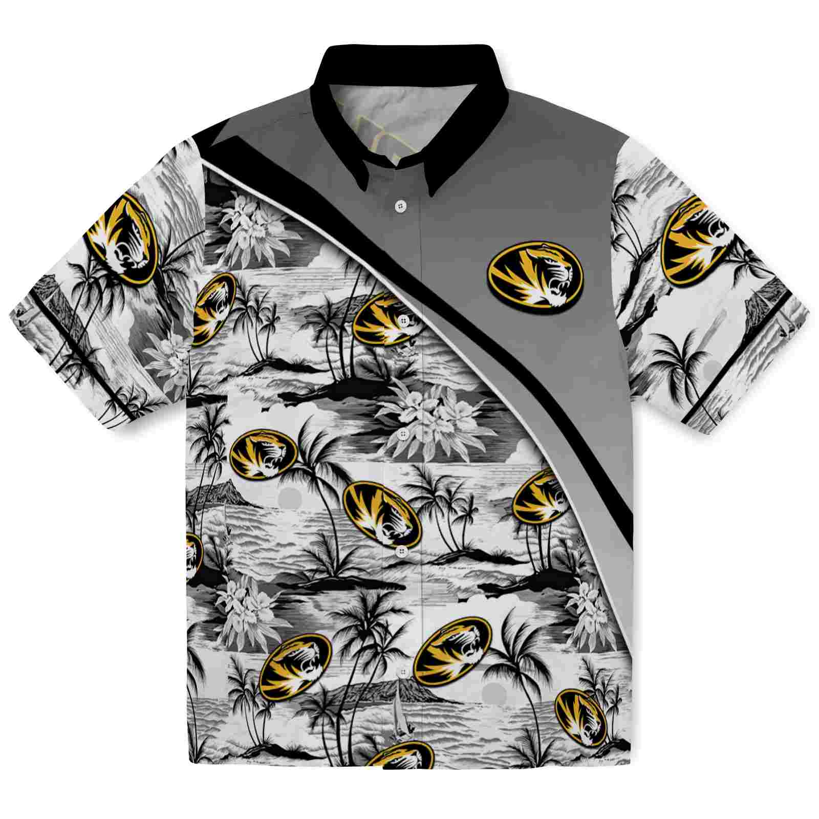Keptsake Missouri Tigers Sunset Palms Black White Premium Hawaiian Shirt