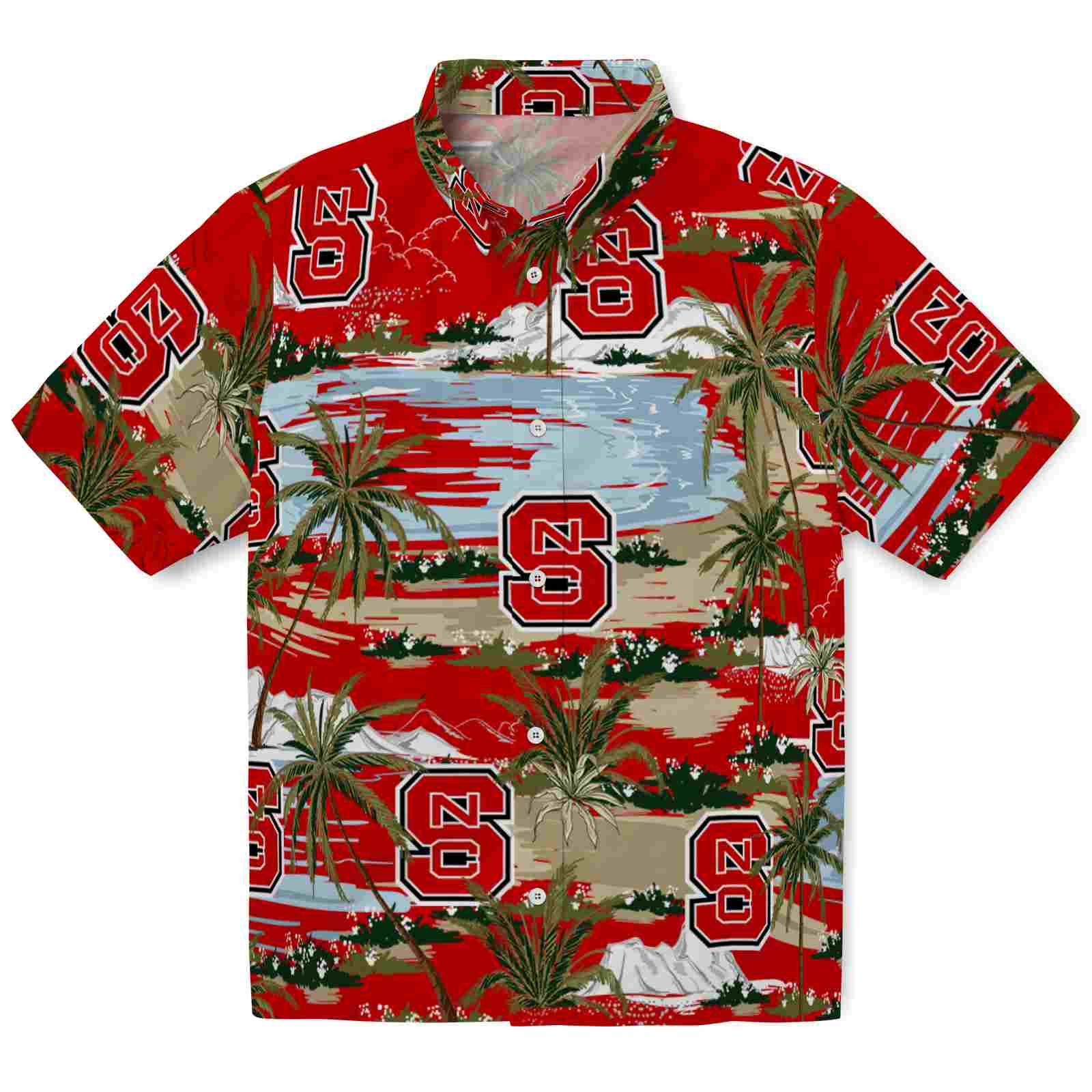 Keptsake NC State Wolfpack Palm Horizon Red Premium Hawaiian Shirt