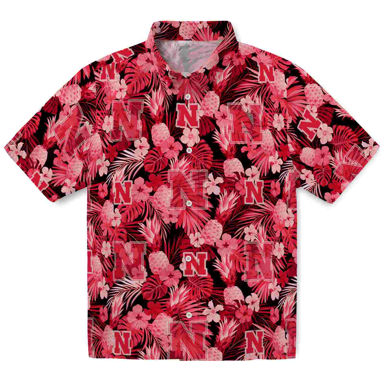 Keptsake Nebraska Cornhuskers Floral Pineapple Red Premium Hawaiian Shirt