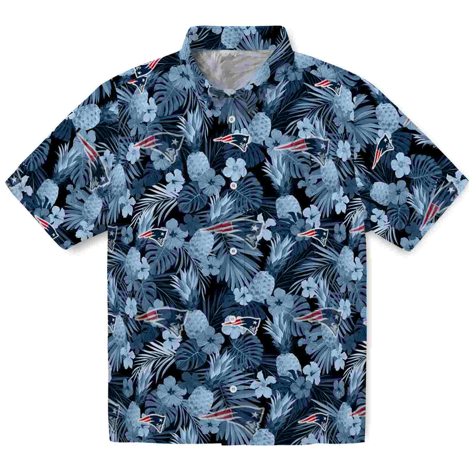 Keptsake New England Patriots Floral Pineapple Blue Premium Hawaiian Shirt