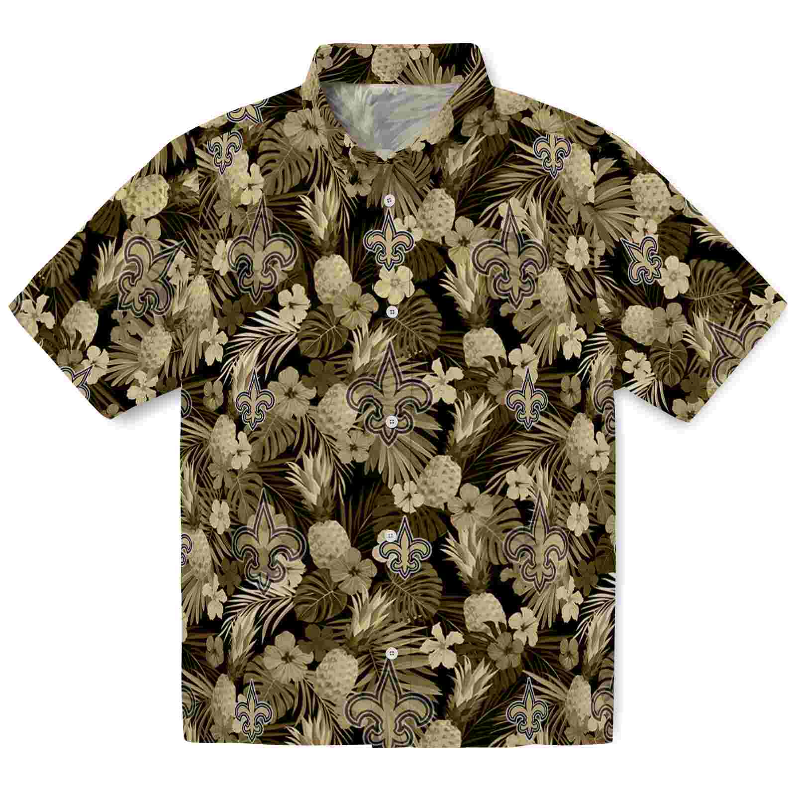 Keptsake New Orleans Saints Floral Pineapple Gold Premium Hawaiian Shirt