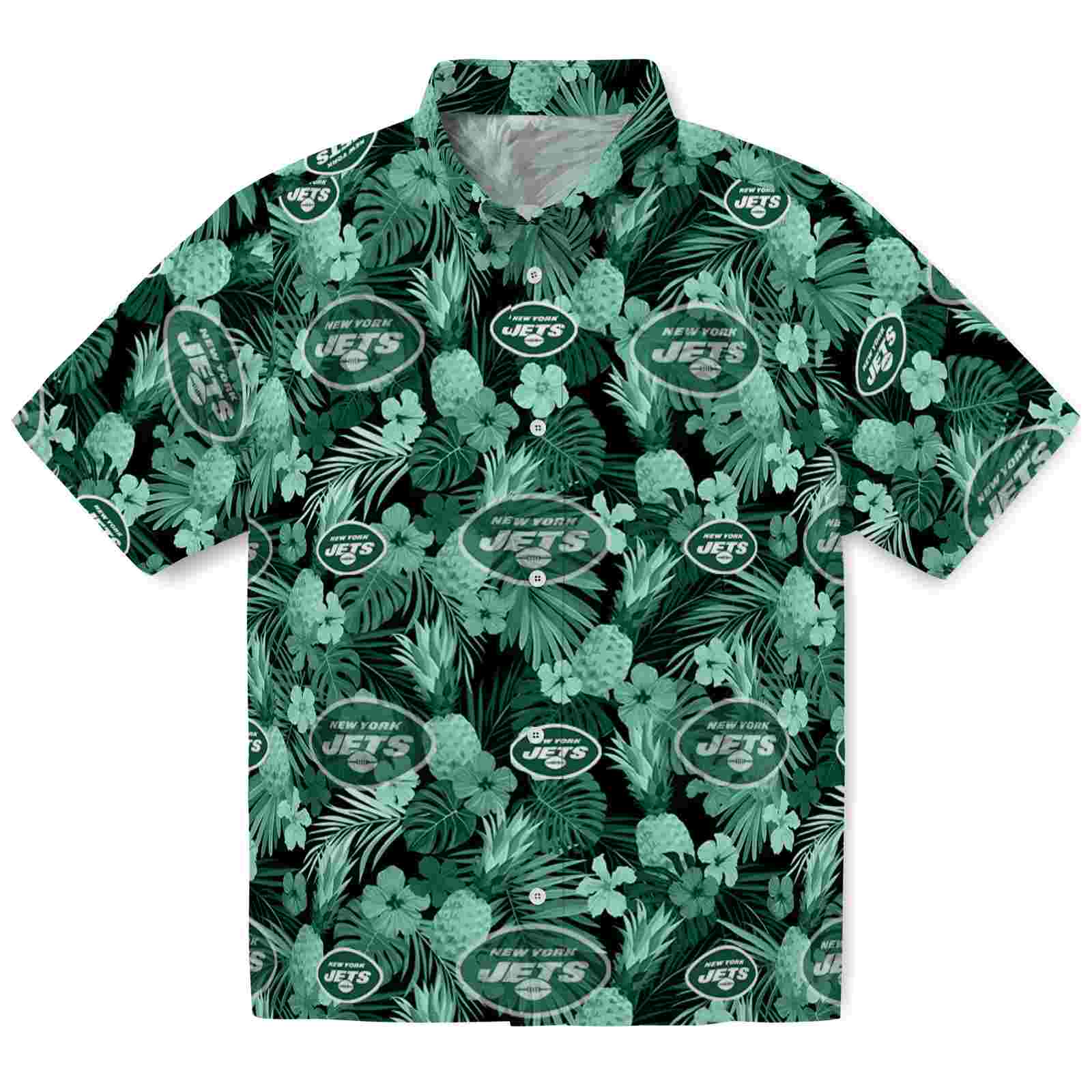 Keptsake New York Jets Floral Pineapple Green Premium Hawaiian Shirt