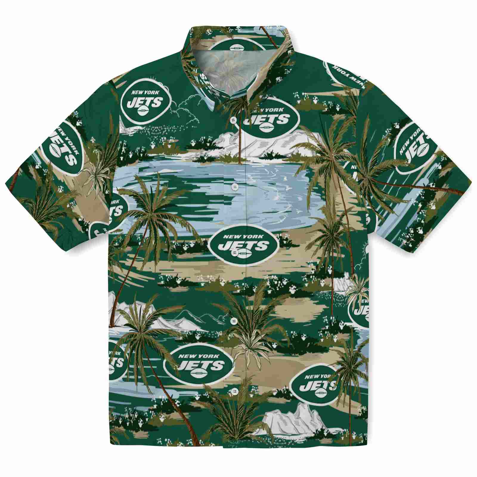 Keptsake New York Jets Palm Horizon Green Premium Hawaiian Shirt