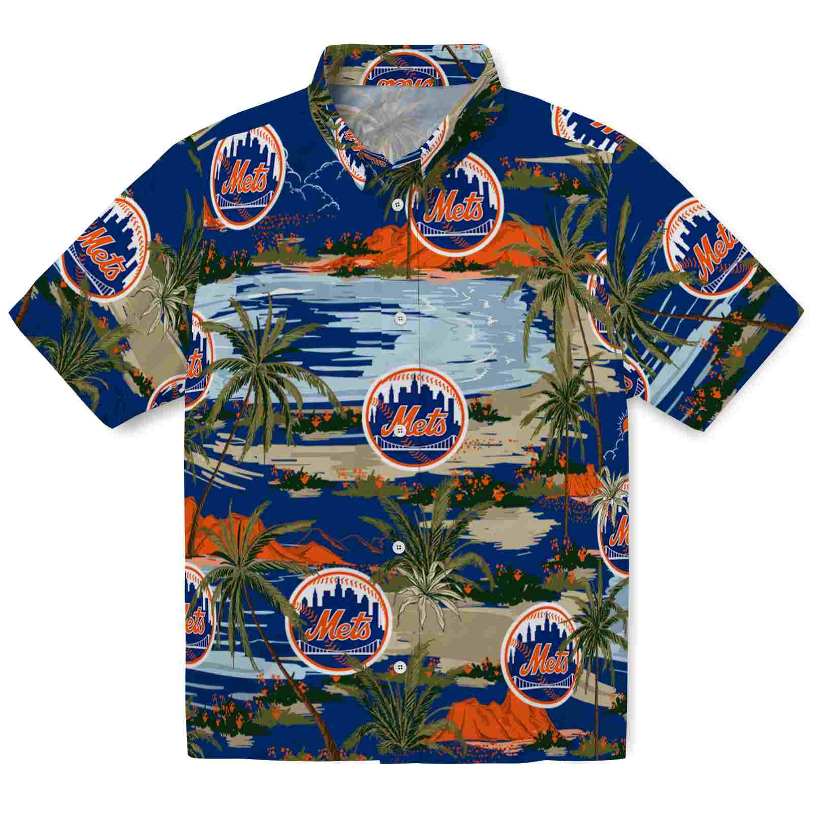 Keptsake New York Mets Palm Horizon Blue Premium Hawaiian Shirt