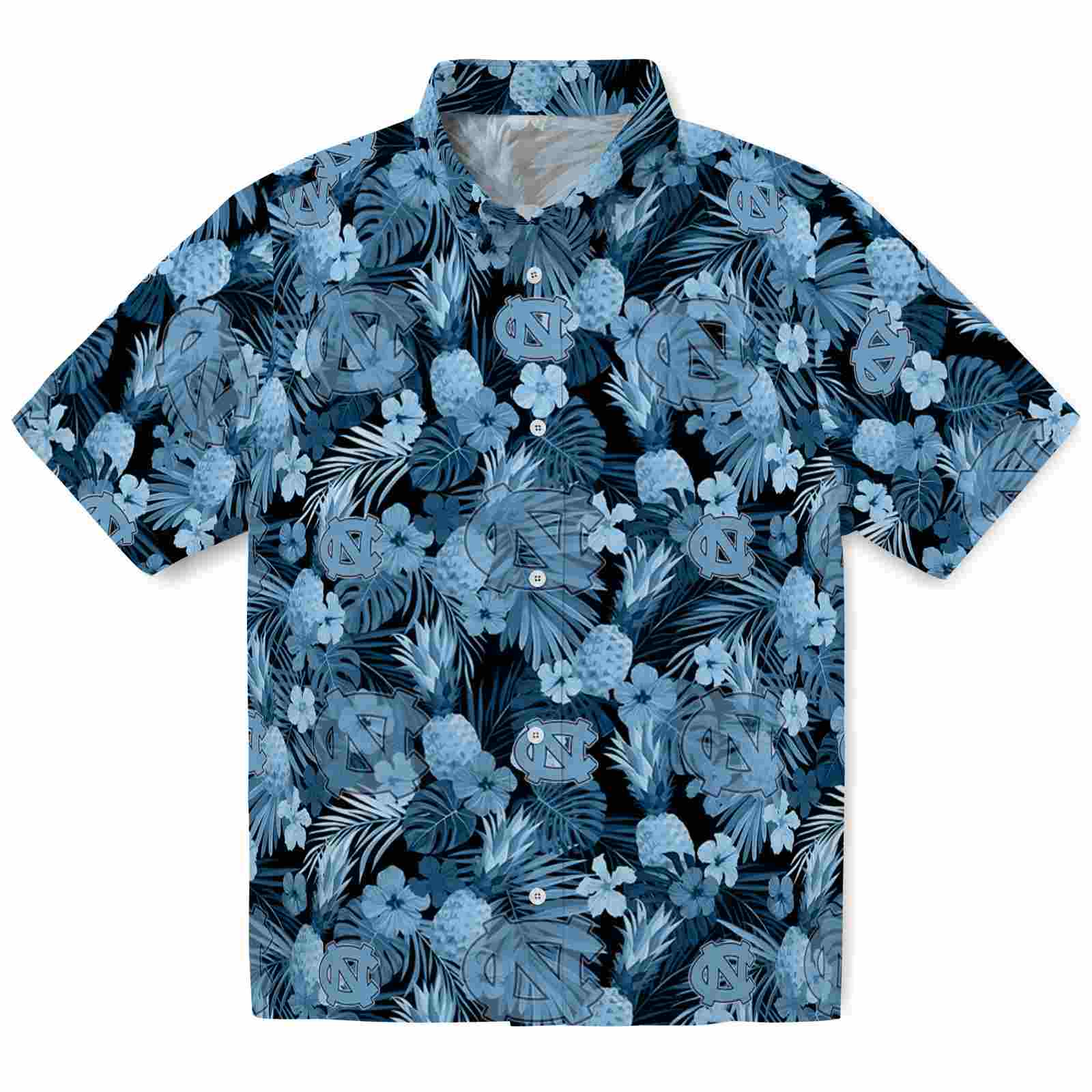 Keptsake North Carolina Tar Heels Floral Pineapple Light Blue Premium Hawaiian Shirt