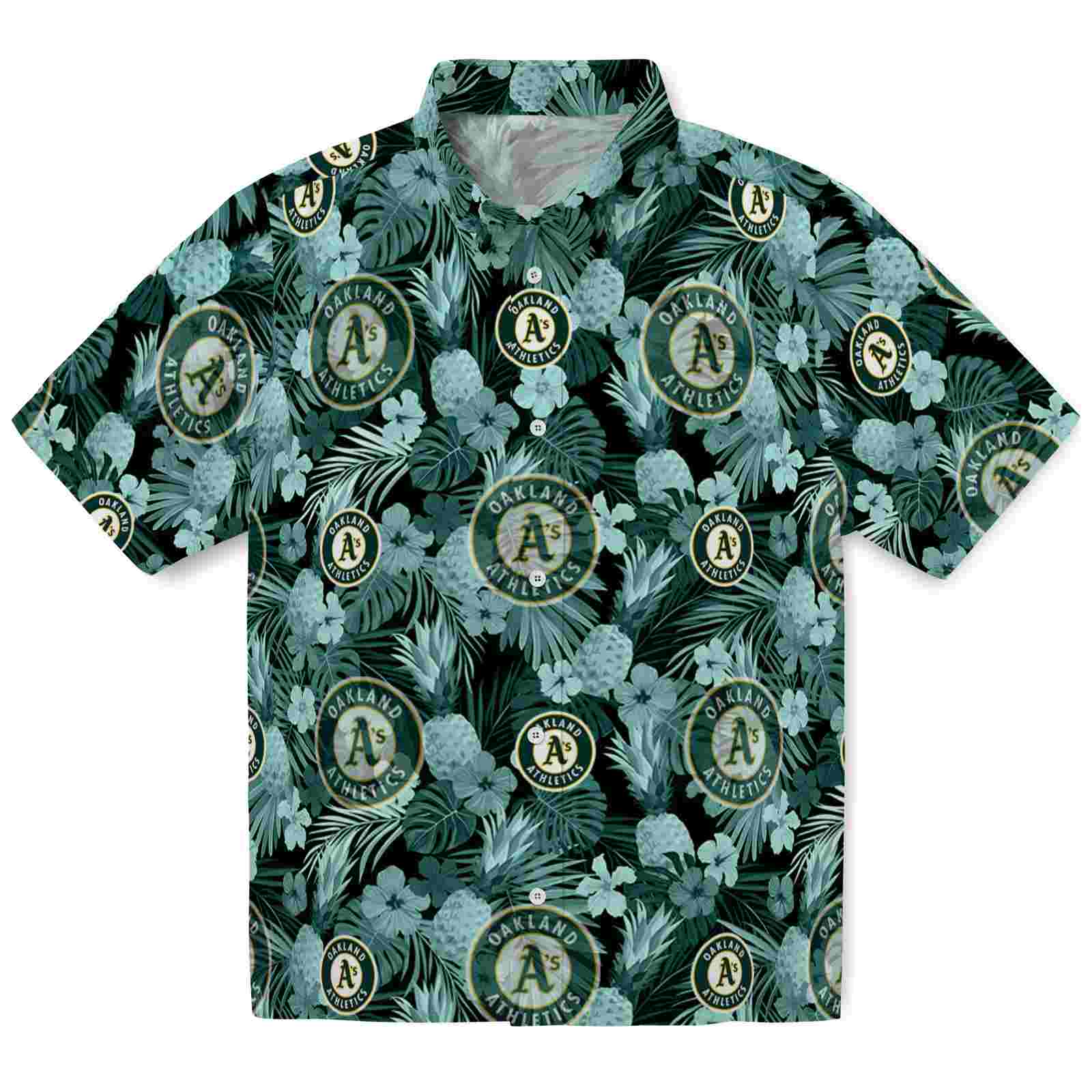 Keptsake Oakland Athletics Floral Pineapple Green Premium Hawaiian Shirt