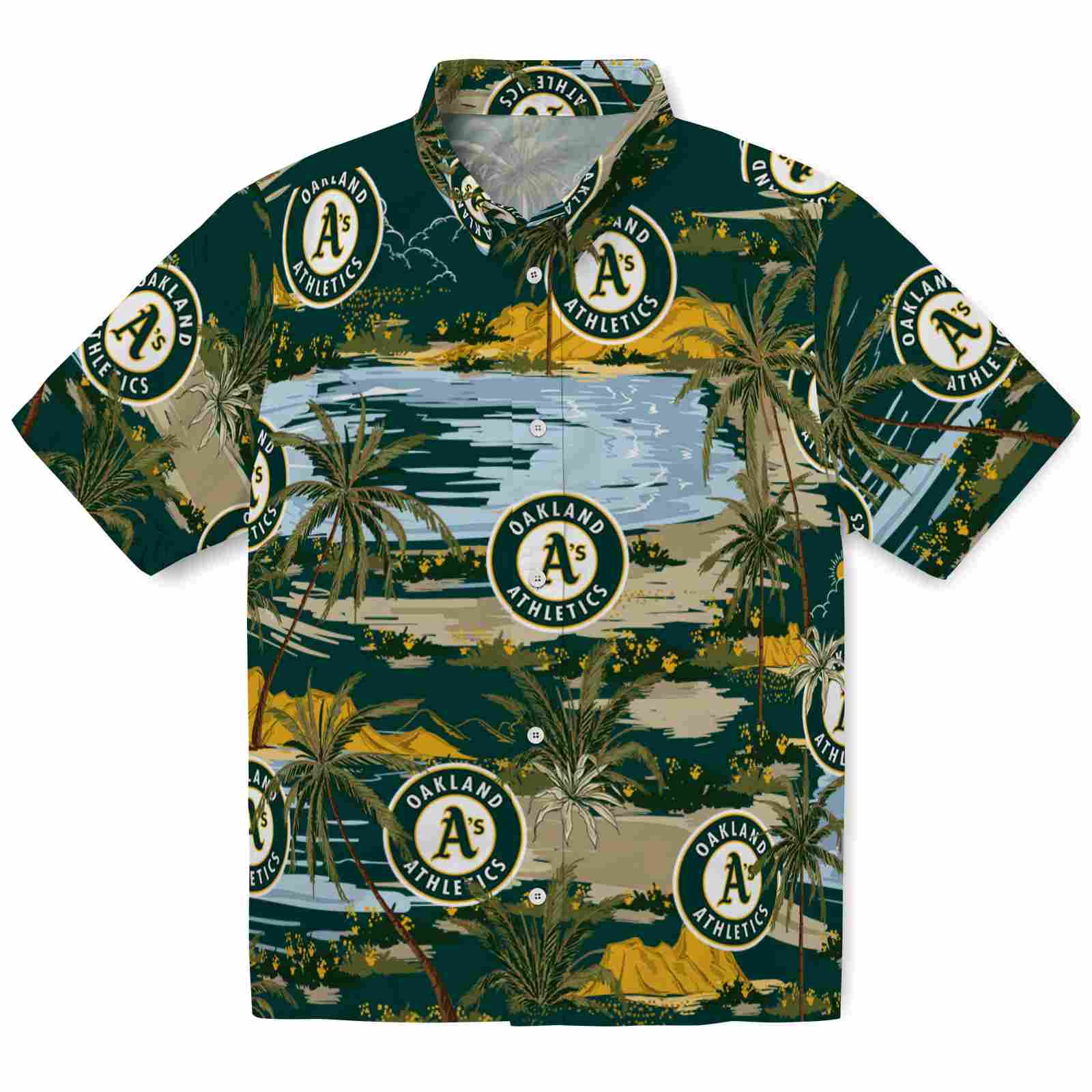 Keptsake Oakland Athletics Palm Horizon Green Premium Hawaiian Shirt