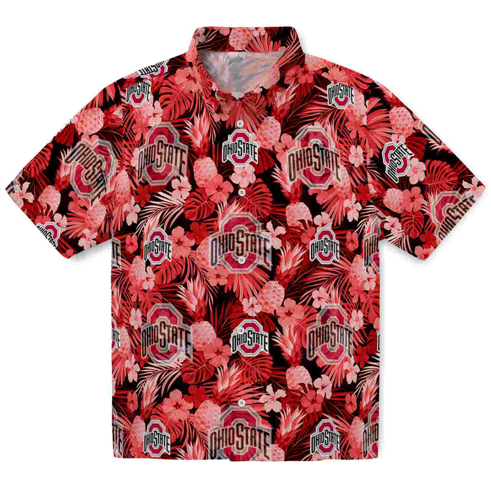 Keptsake Ohio State Buckeyes Floral Pineapple Scarlet Premium Hawaiian Shirt