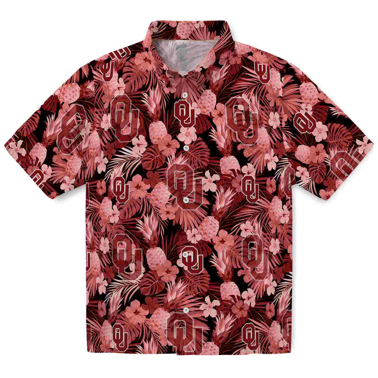 Keptsake Oklahoma Sooners Floral Pineapple Crimson Premium Hawaiian Shirt