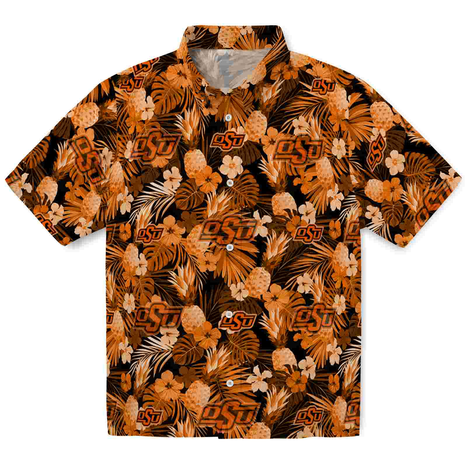 Keptsake Oklahoma State Cowboys Floral Pineapple Orange Premium Hawaiian Shirt