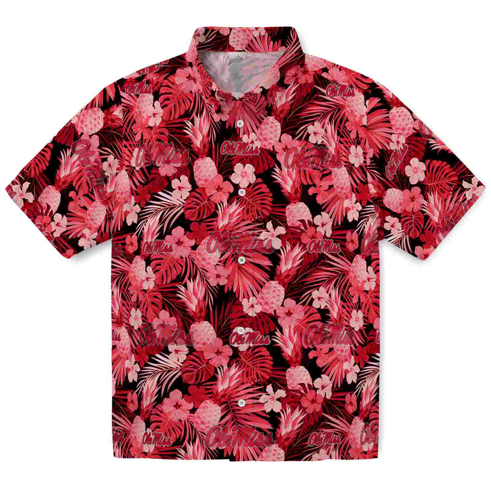Keptsake Ole Miss Rebels Floral Pineapple Red Premium Hawaiian Shirt