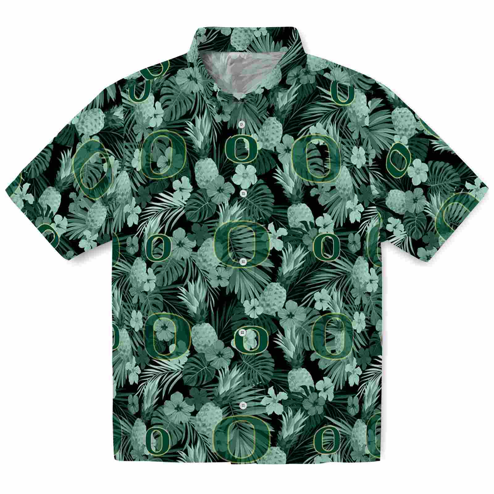 Keptsake Oregon Ducks Floral Pineapple Green Premium Hawaiian Shirt