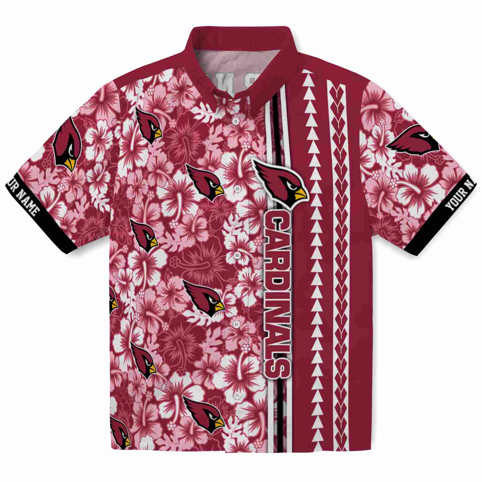 Keptsake Personalized Arizona Cardinals Hibiscus Arrows Red White Premium Hawaiian Shirt