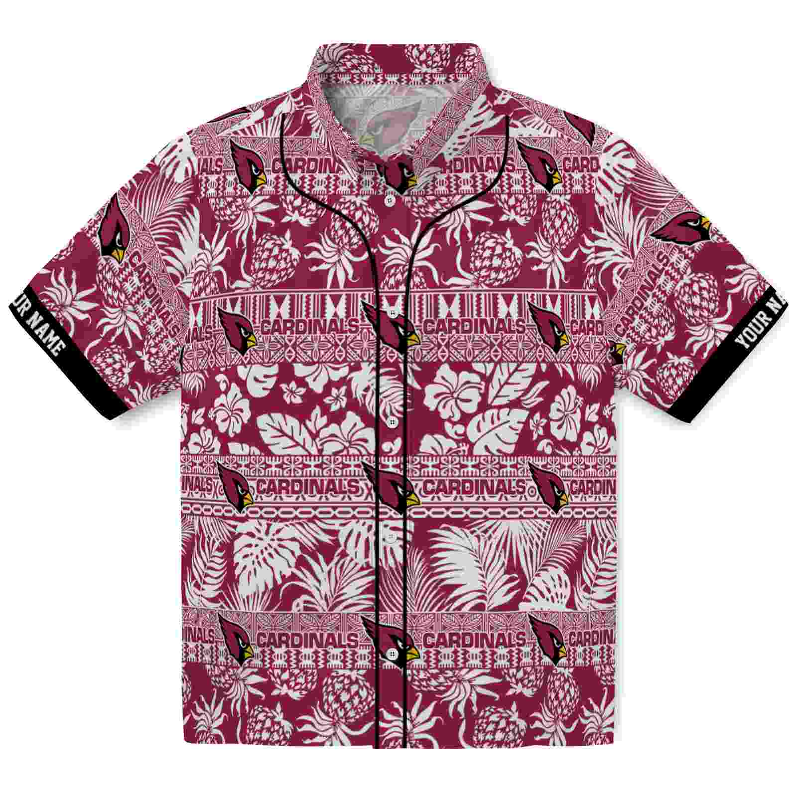 Keptsake Personalized Arizona Cardinals Tribal Stripes Red White Premium Hawaiian Shirt