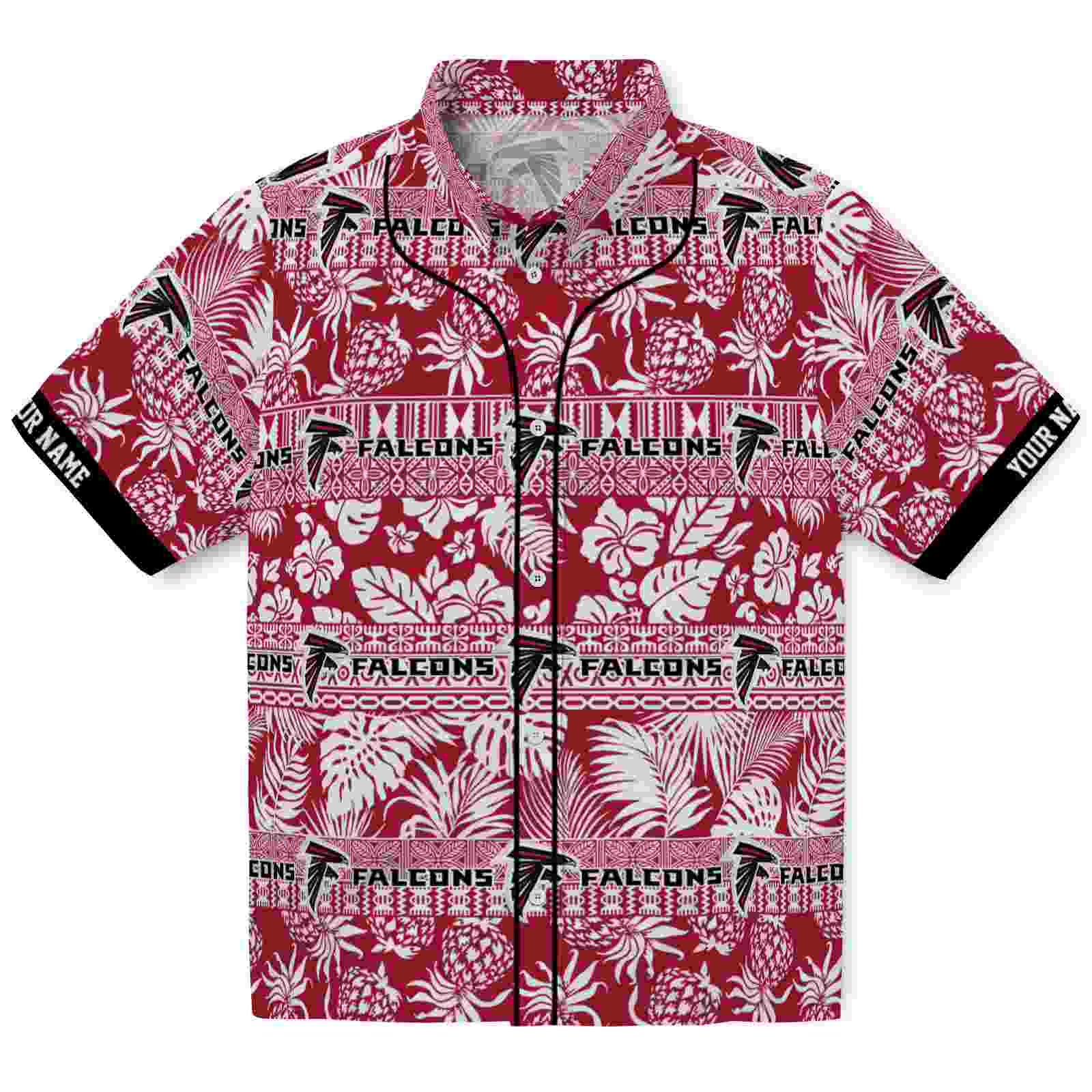 Keptsake Personalized Atlanta Falcons Tribal Stripes Red White Premium Hawaiian Shirt