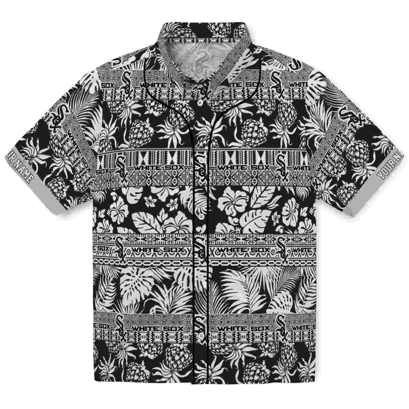 Keptsake Personalized Chicago White Sox Tribal Stripes Black White Premium Hawaiian Shirt