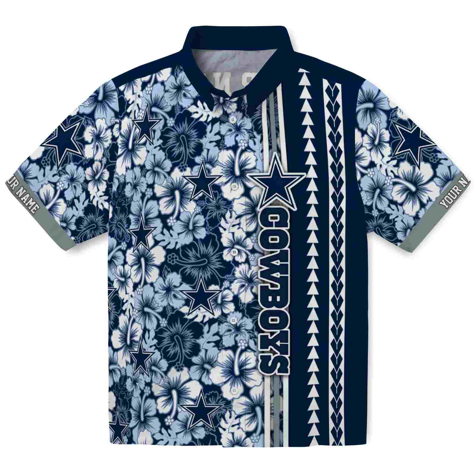 Keptsake Personalized Dallas Cowboys Hibiscus Arrows Blue White Premium Hawaiian Shirt