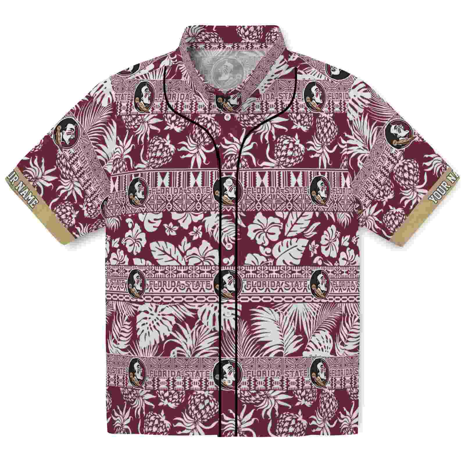 Keptsake Personalized Florida State Seminoles Tribal Stripes Garnet White Premium Hawaiian Shirt