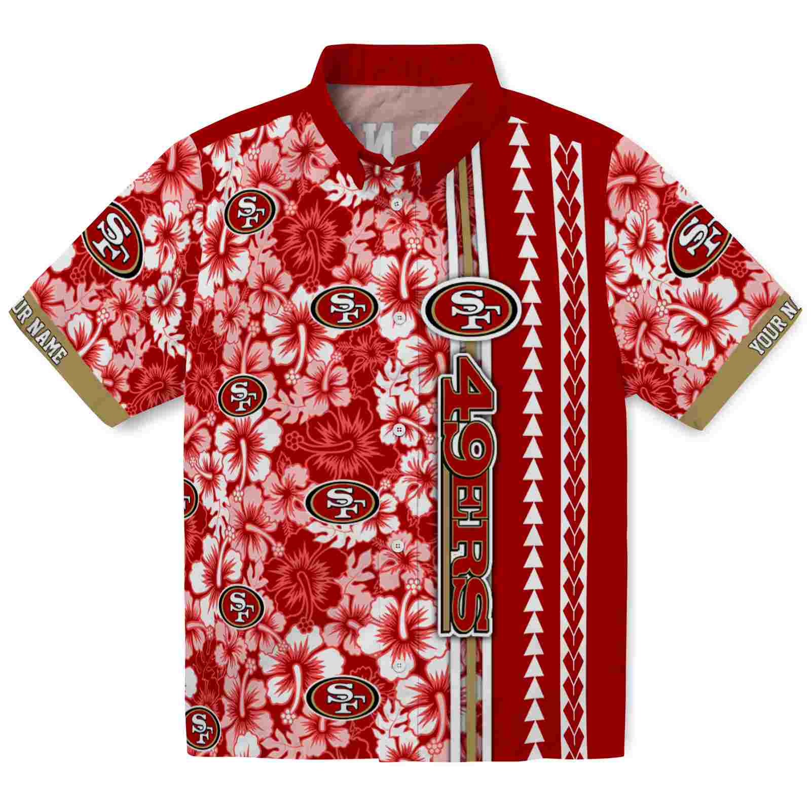 Keptsake Personalized San Francisco 49ers Hibiscus Arrows Red White Premium Hawaiian Shirt