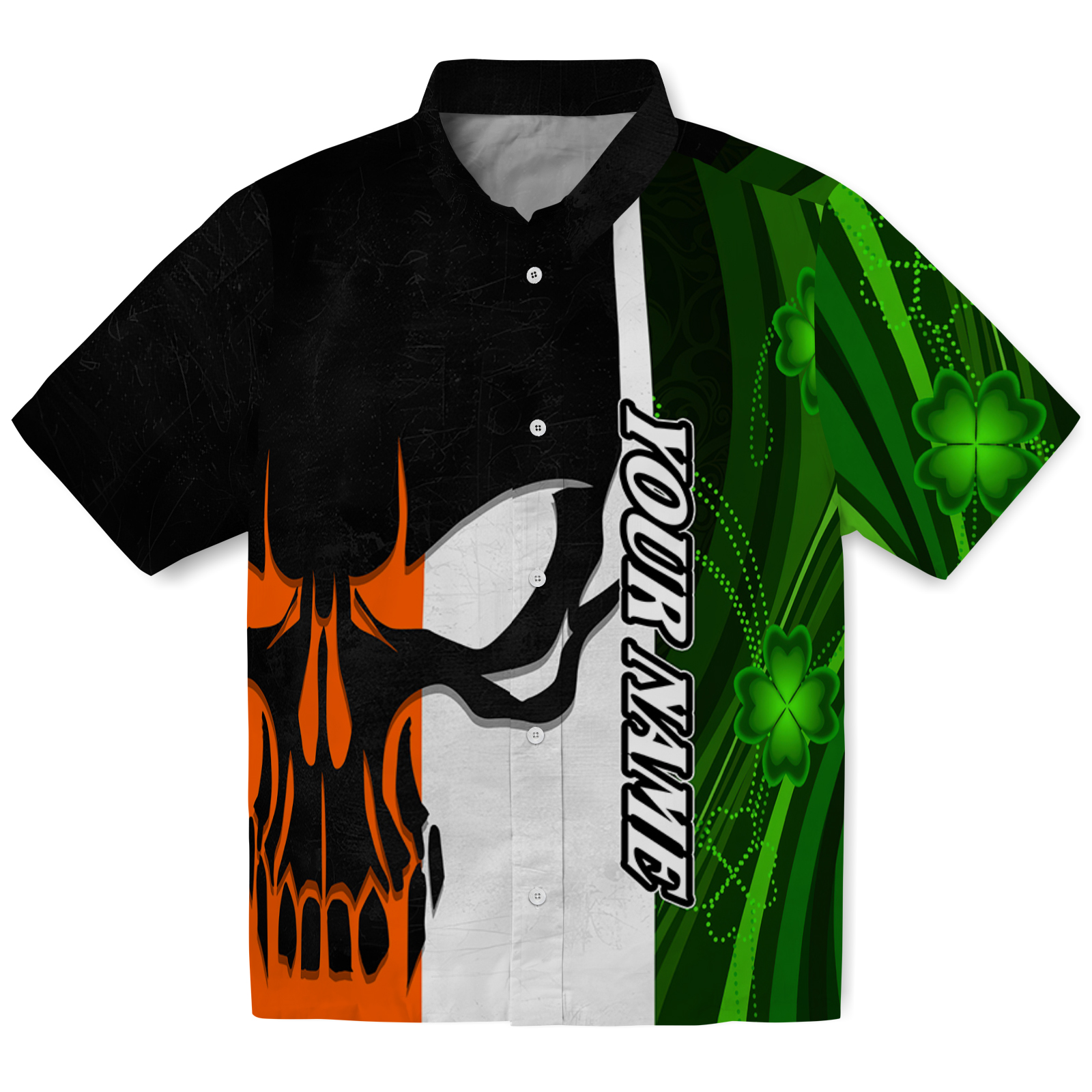 Keptsake Personalized Skull Shamrock Premium Hawaiian Shirt