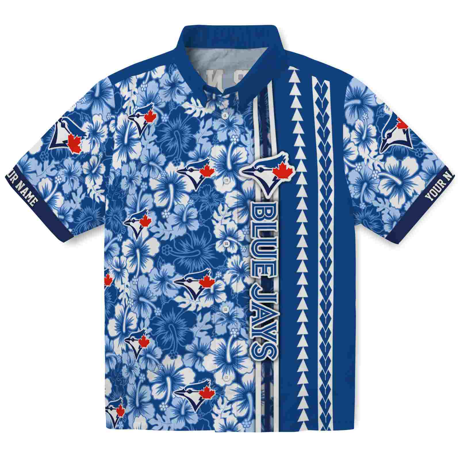 Keptsake Personalized Toronto Blue Jays Hibiscus Arrows Blue White Premium Hawaiian Shirt