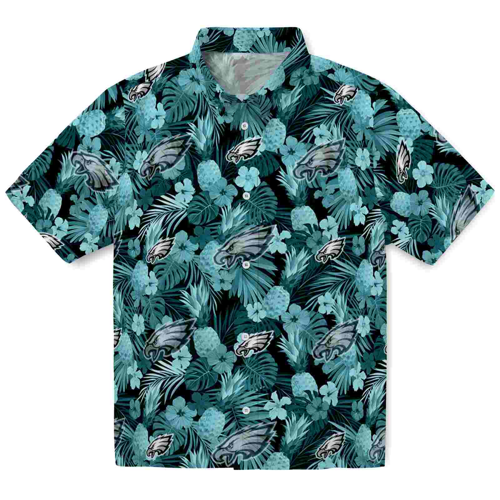 Keptsake Philadelphia Eagles Floral Pineapple Green Premium Hawaiian Shirt
