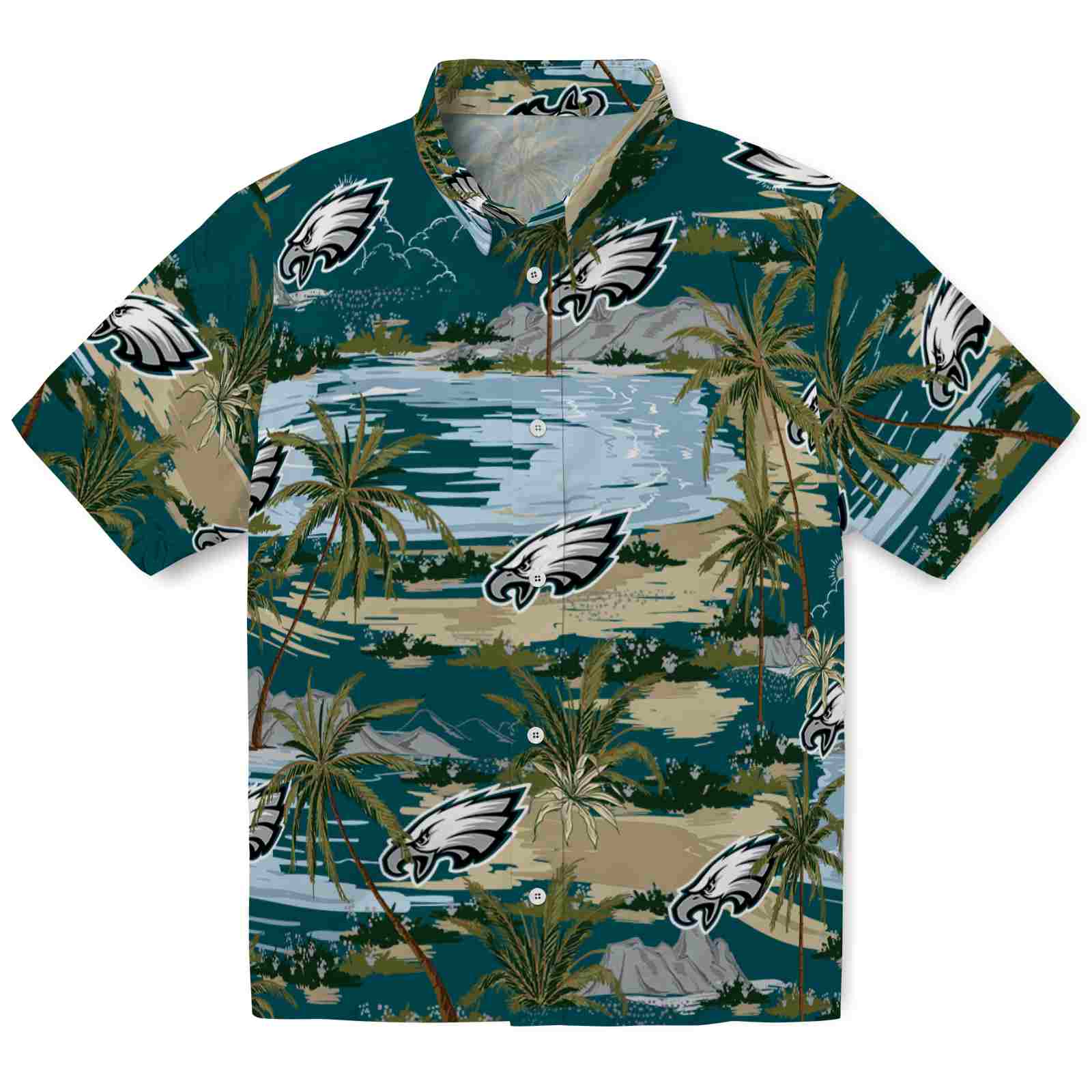 Keptsake Philadelphia Eagles Palm Horizon Green Premium Hawaiian Shirt