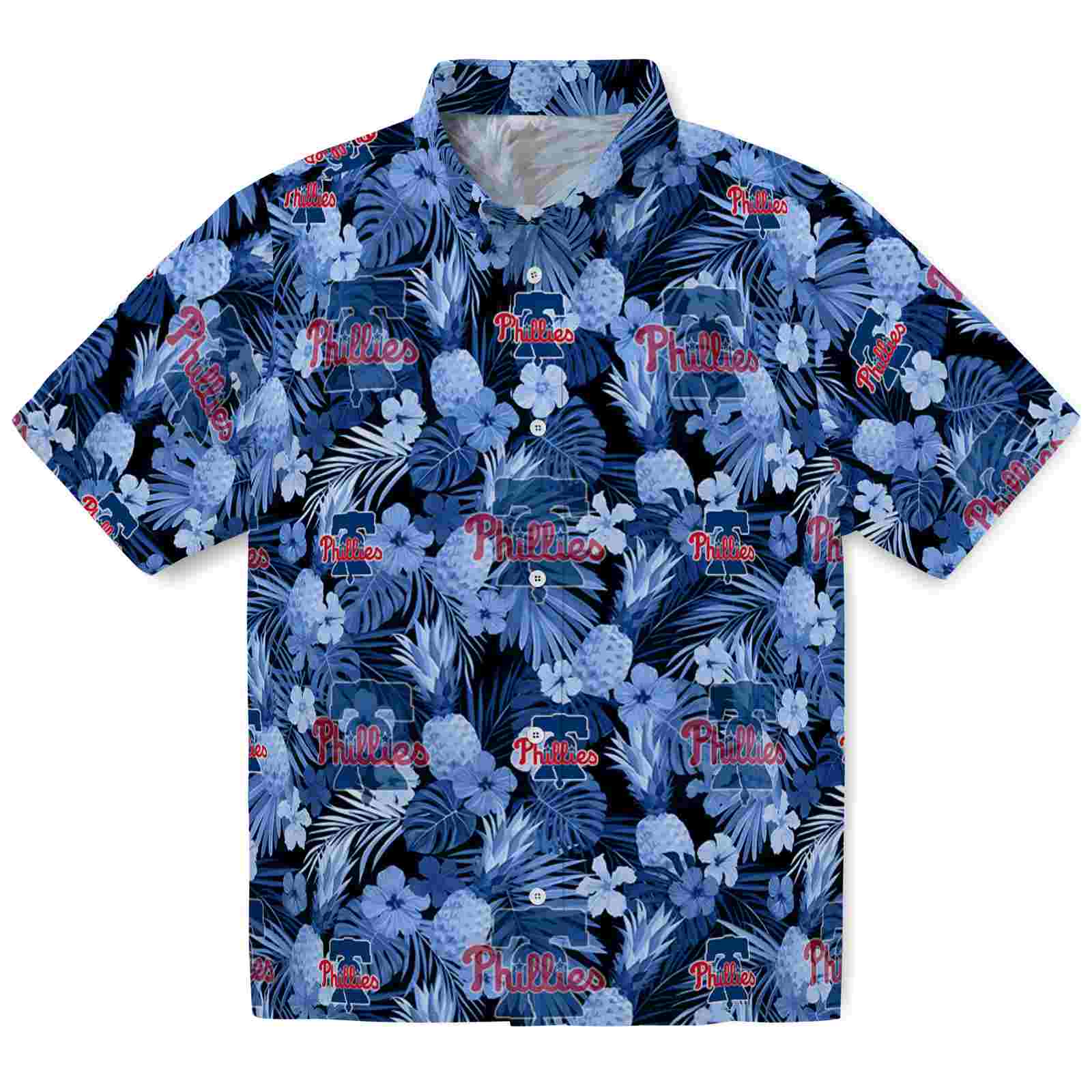 Keptsake Philadelphia Phillies Floral Pineapple Blue Premium Hawaiian Shirt