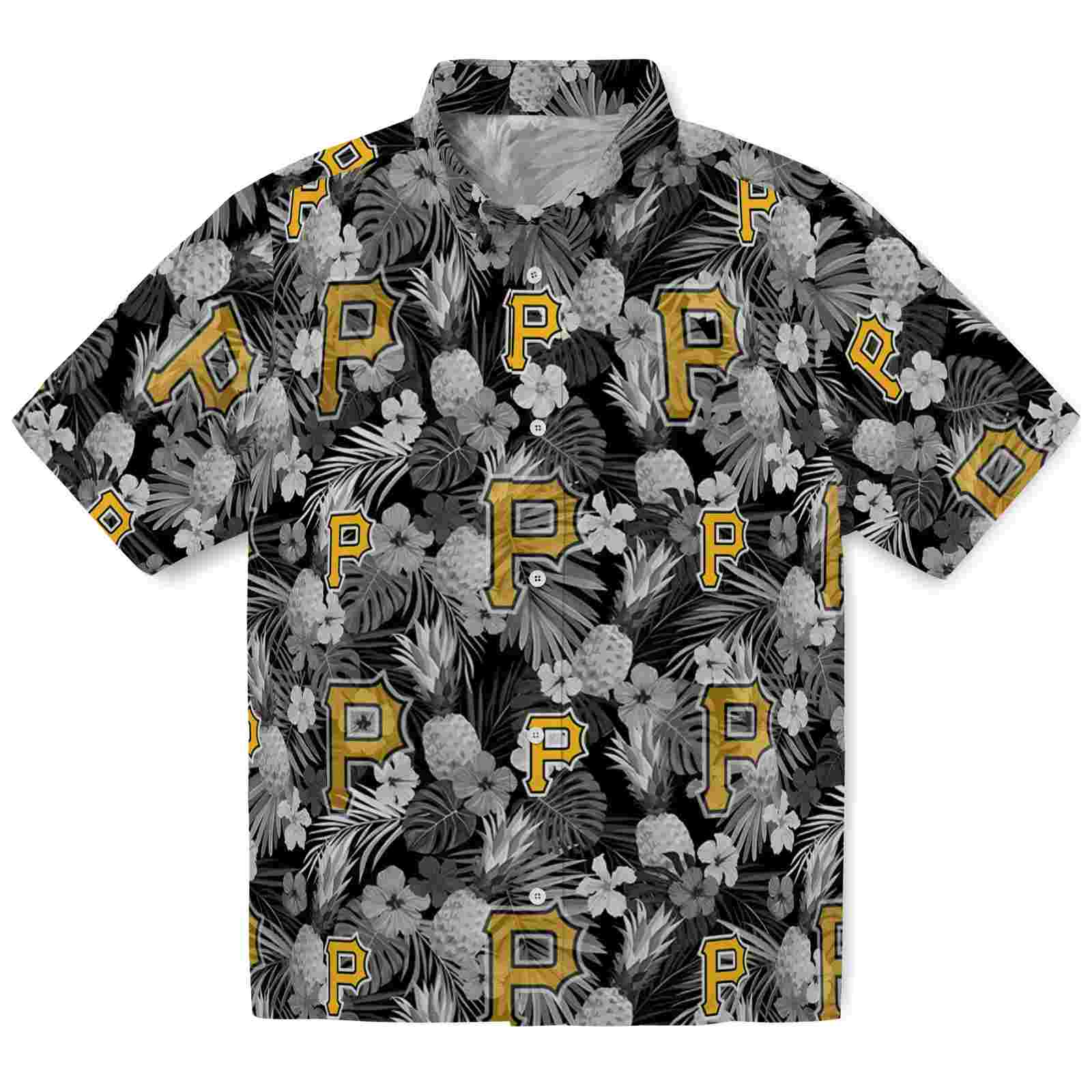 Keptsake Pittsburgh Pirates Floral Pineapple Black Premium Hawaiian Shirt