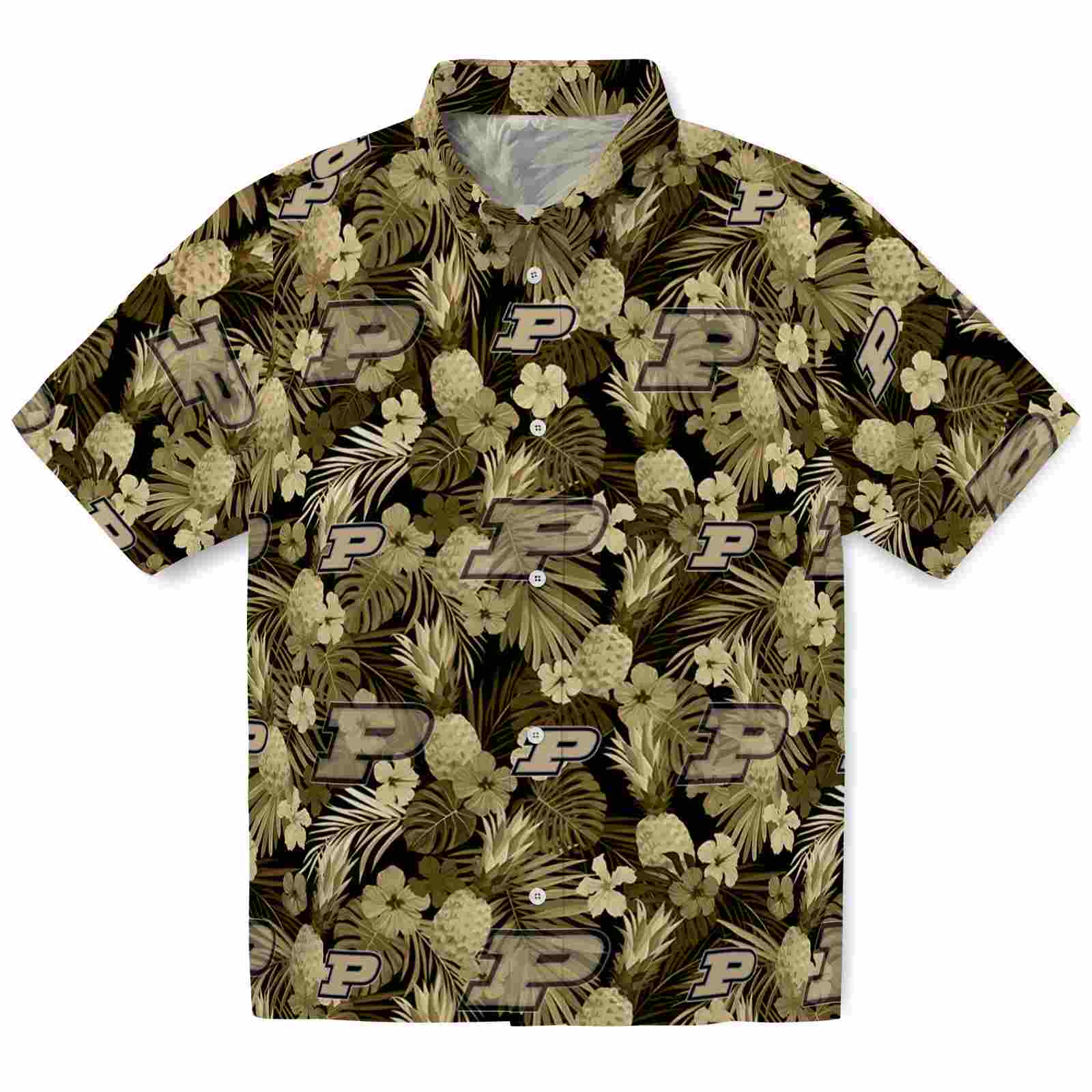 Keptsake Purdue Boilermakers Floral Pineapple Gold Premium Hawaiian Shirt
