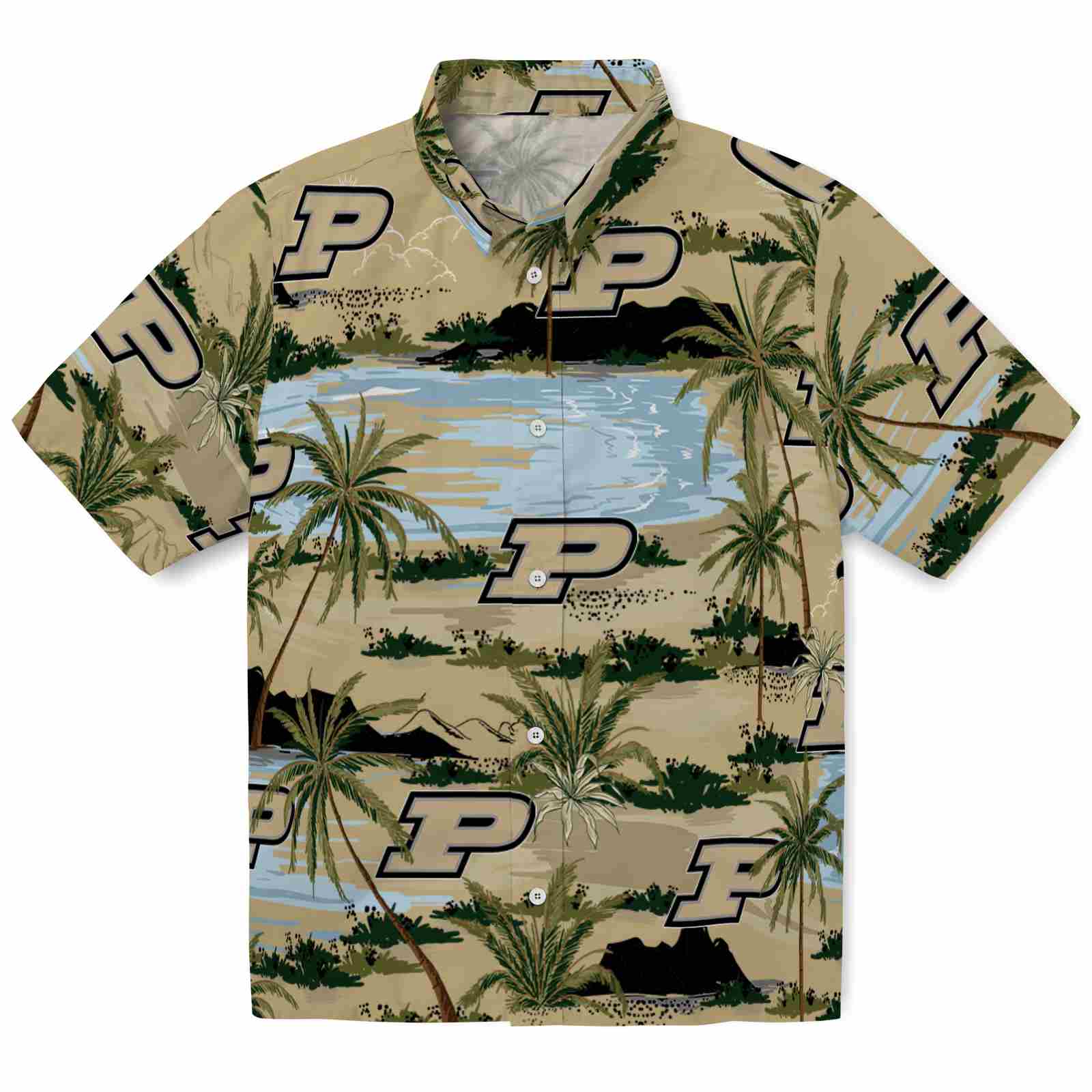 Keptsake Purdue Boilermakers Palm Horizon Gold Premium Hawaiian Shirt