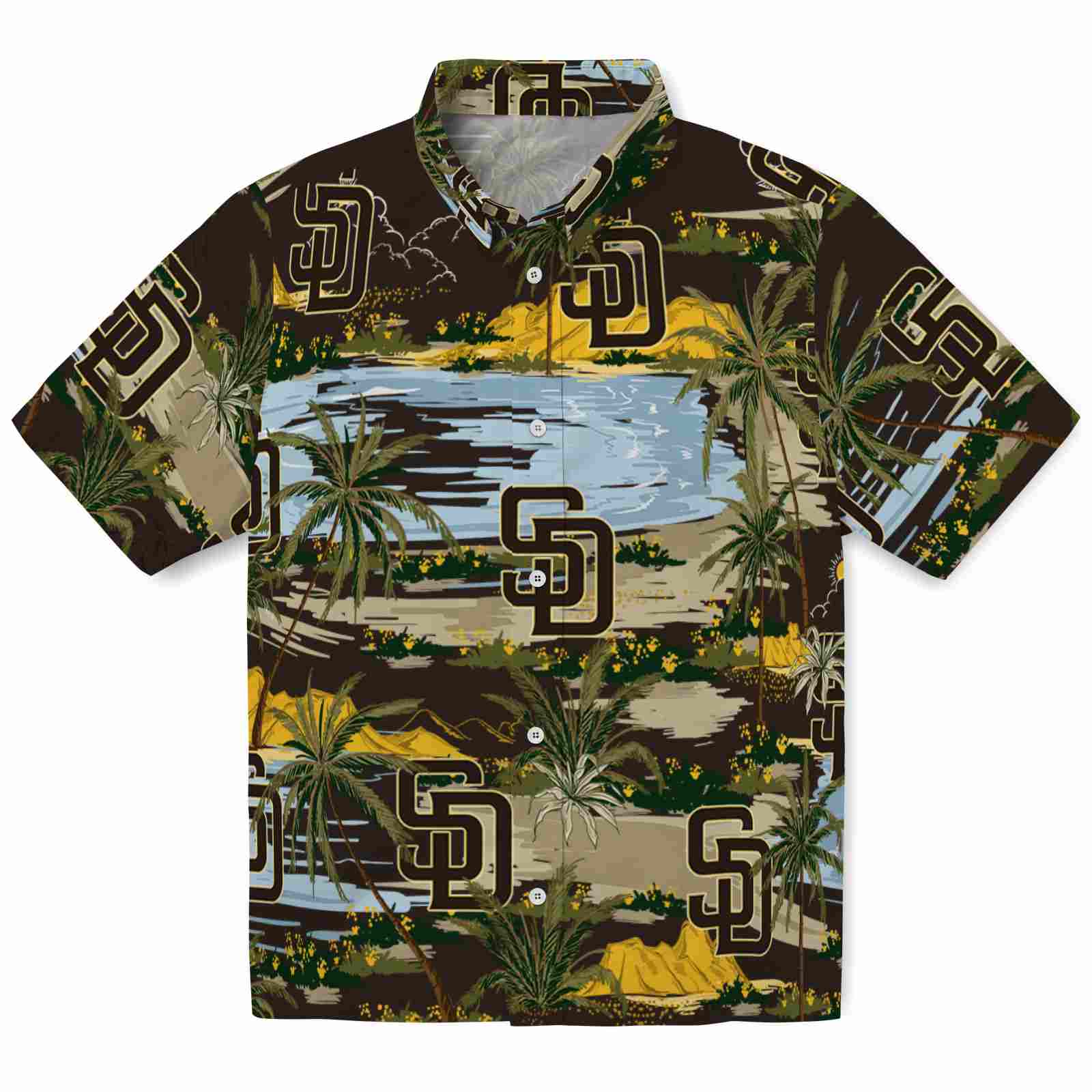 Keptsake San Diego Padres Palm Horizon Brown Premium Hawaiian Shirt