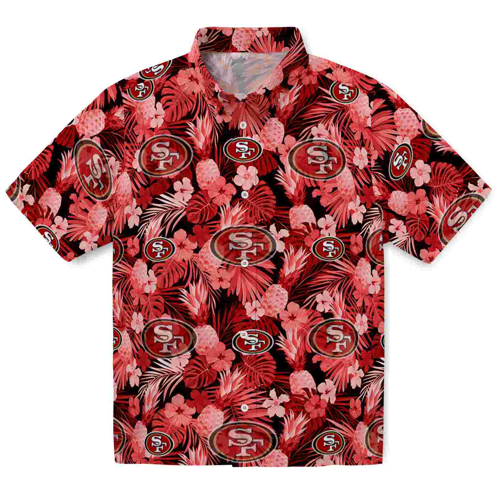 Keptsake San Francisco 49ers Floral Pineapple Red Premium Hawaiian Shirt