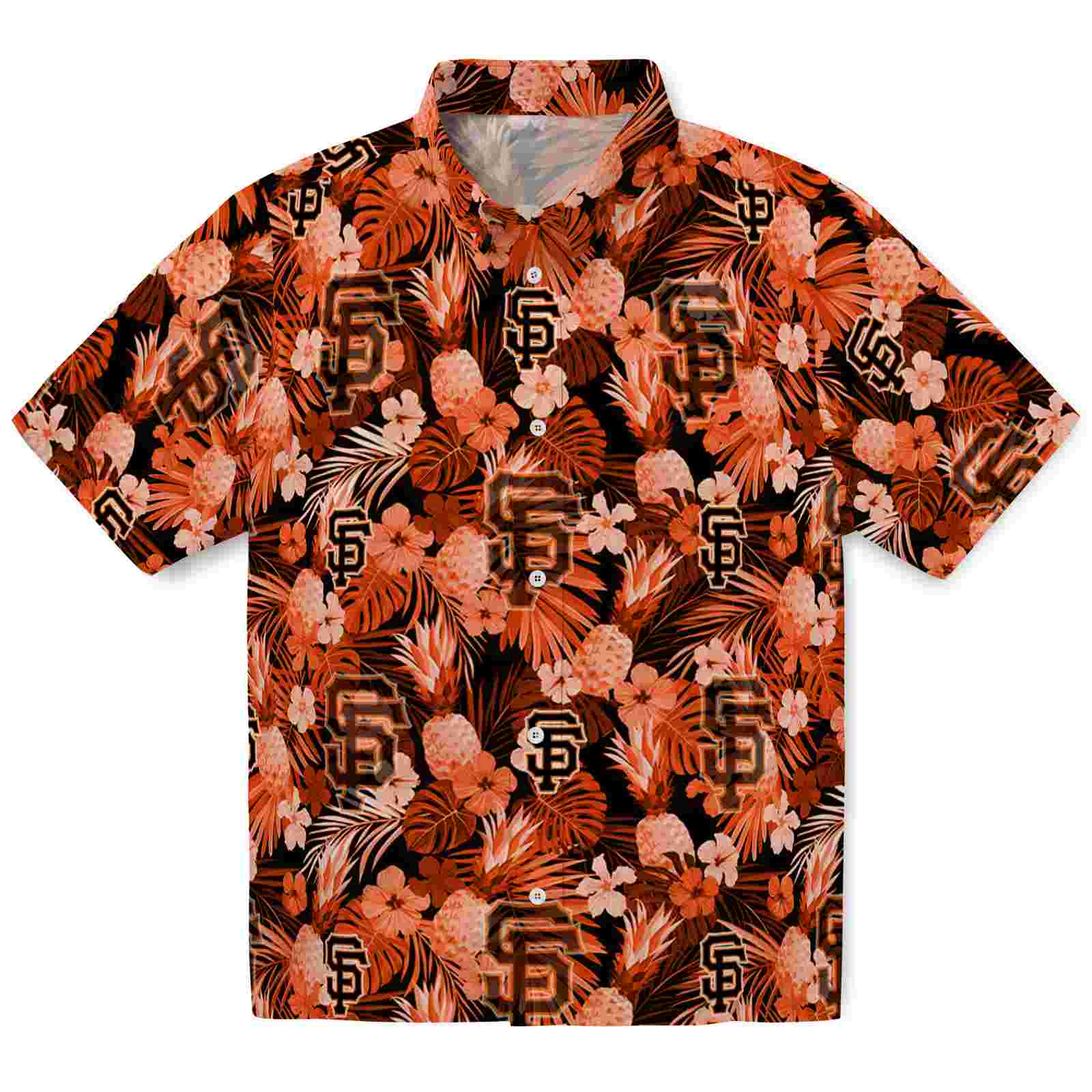 Keptsake San Francisco Giants Floral Pineapple Orange Premium Hawaiian Shirt