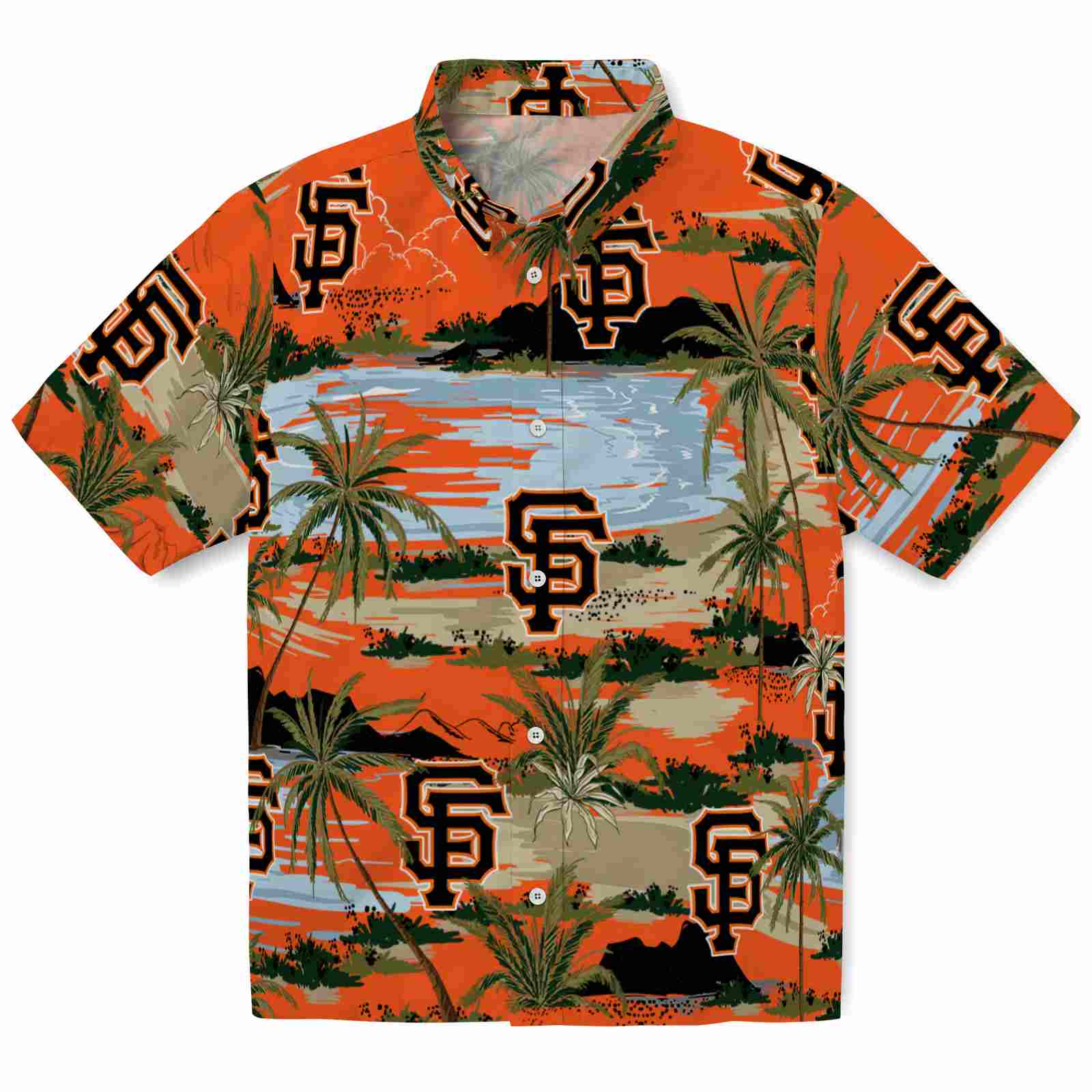 Keptsake San Francisco Giants Palm Horizon Orange Premium Hawaiian Shirt
