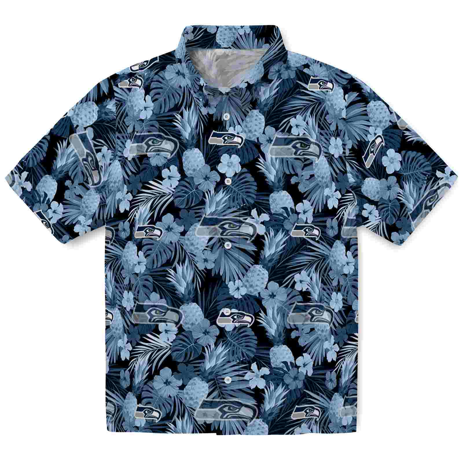 Keptsake Seattle Seahawks Floral Pineapple Blue Premium Hawaiian Shirt