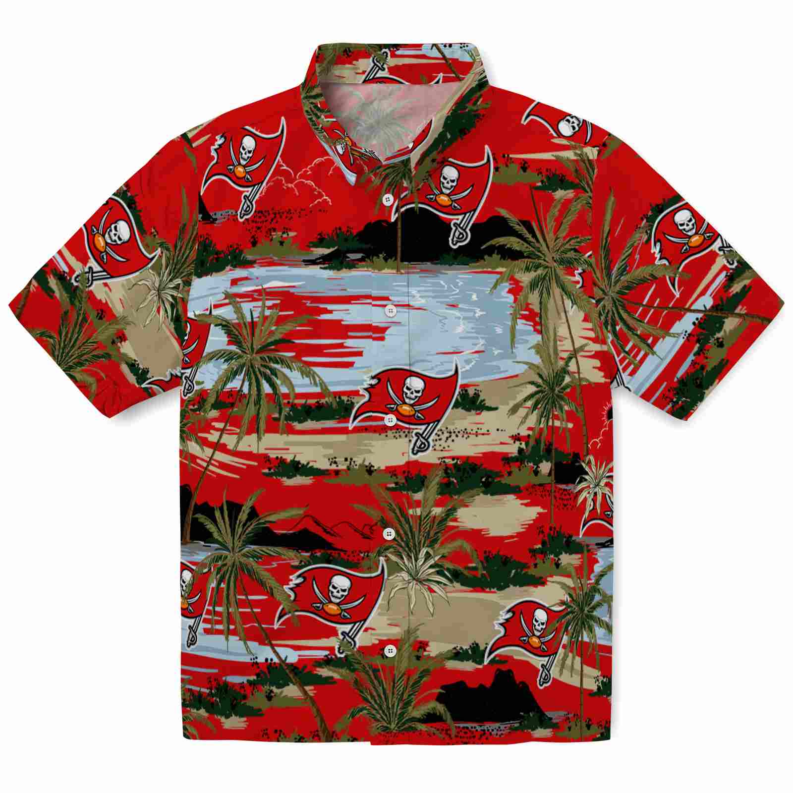 Keptsake Tampa Bay Buccaneers Palm Horizon Red Premium Hawaiian Shirt