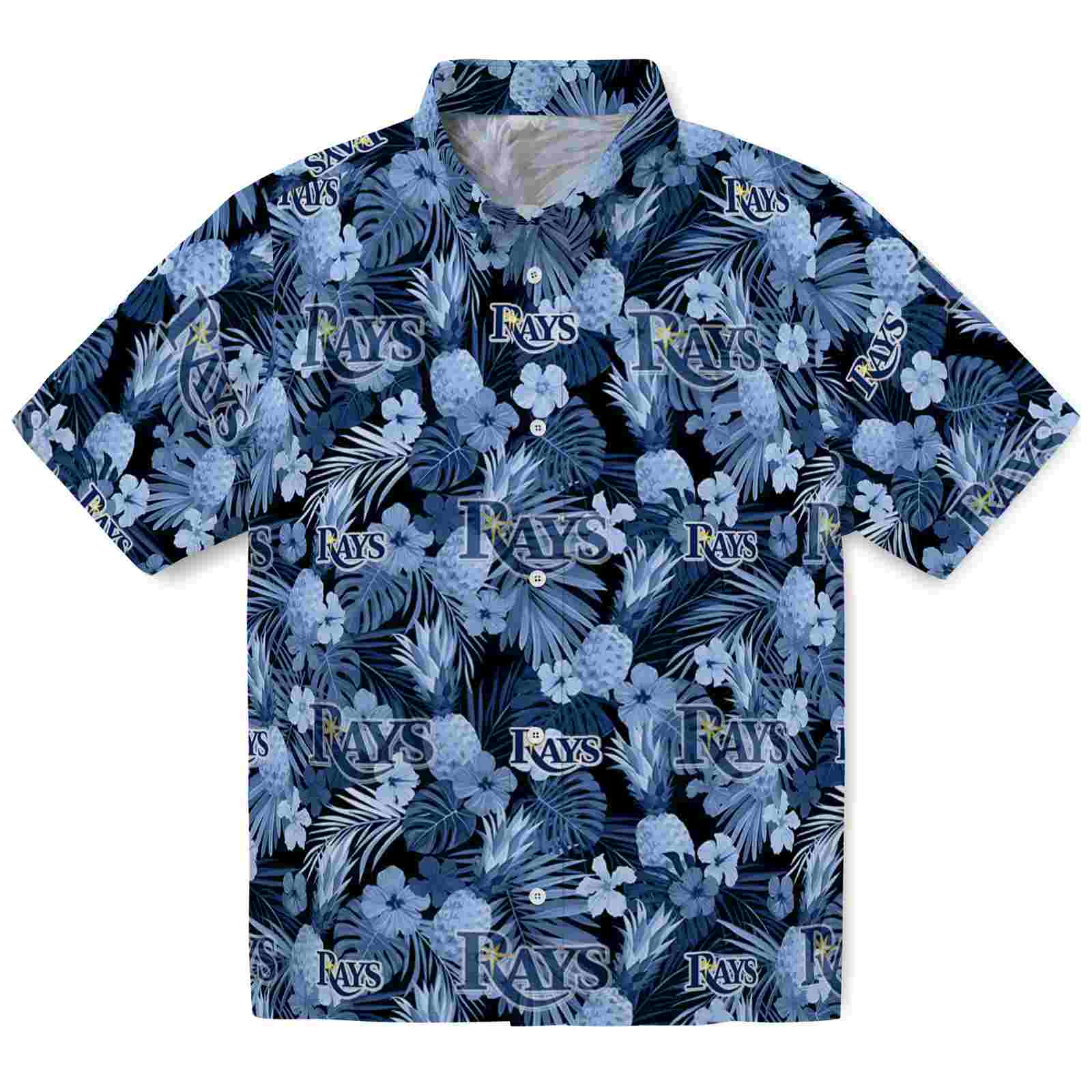 Keptsake Tampa Bay Rays Floral Pineapple Navy Premium Hawaiian Shirt