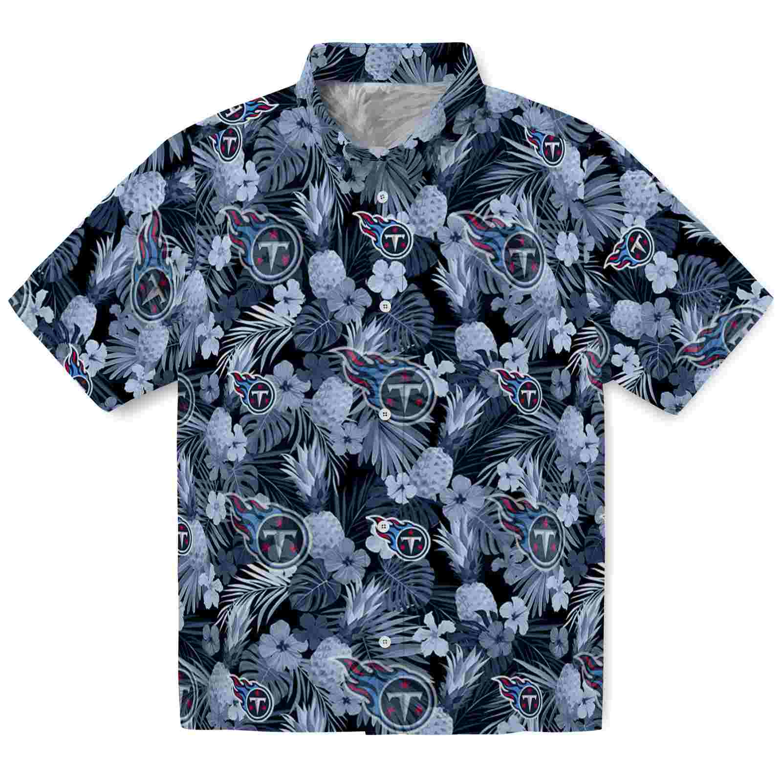 Keptsake Tennessee Titans Floral Pineapple Navy Premium Hawaiian Shirt