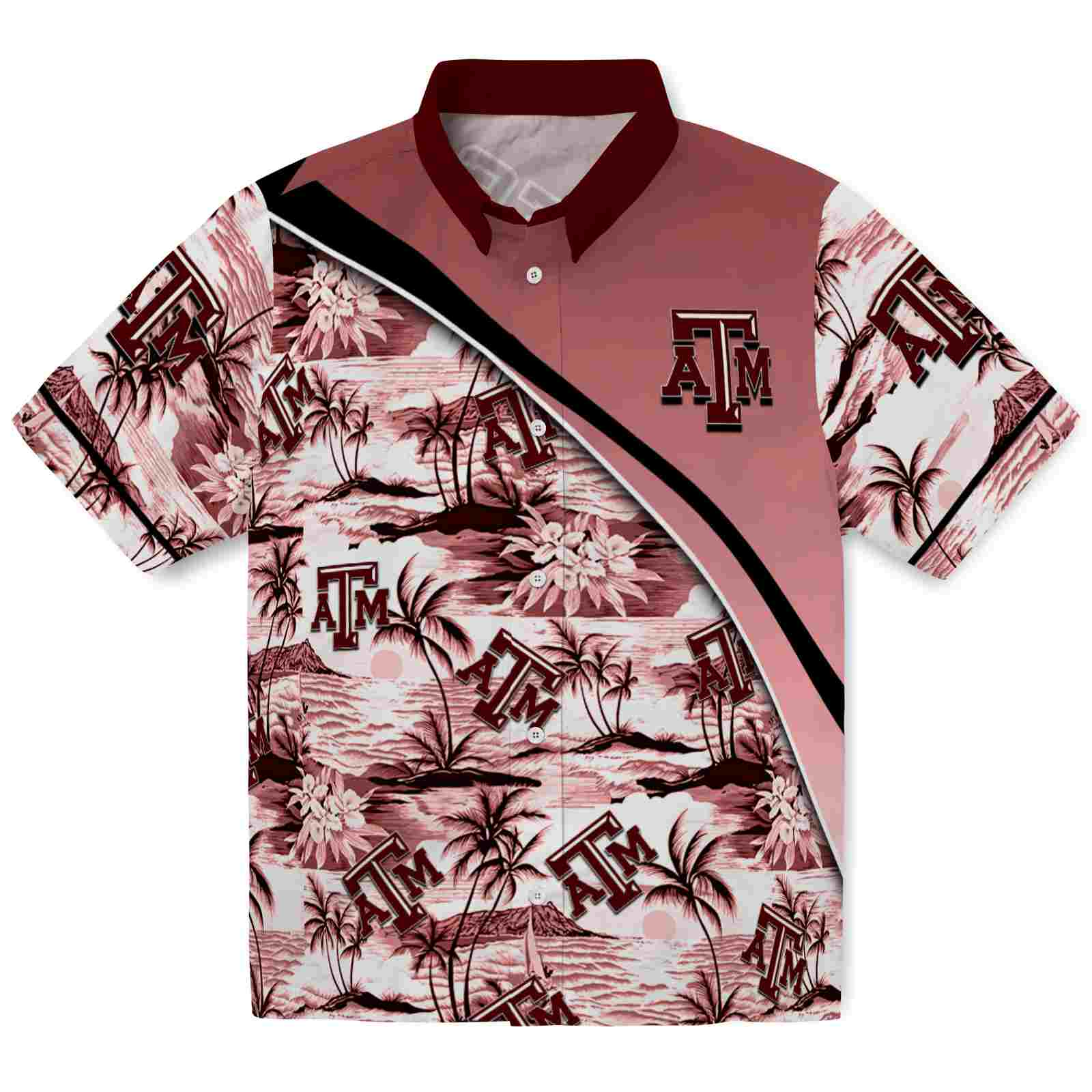 Keptsake Texas A&M Aggies Sunset Palms Maroon White Premium Hawaiian Shirt