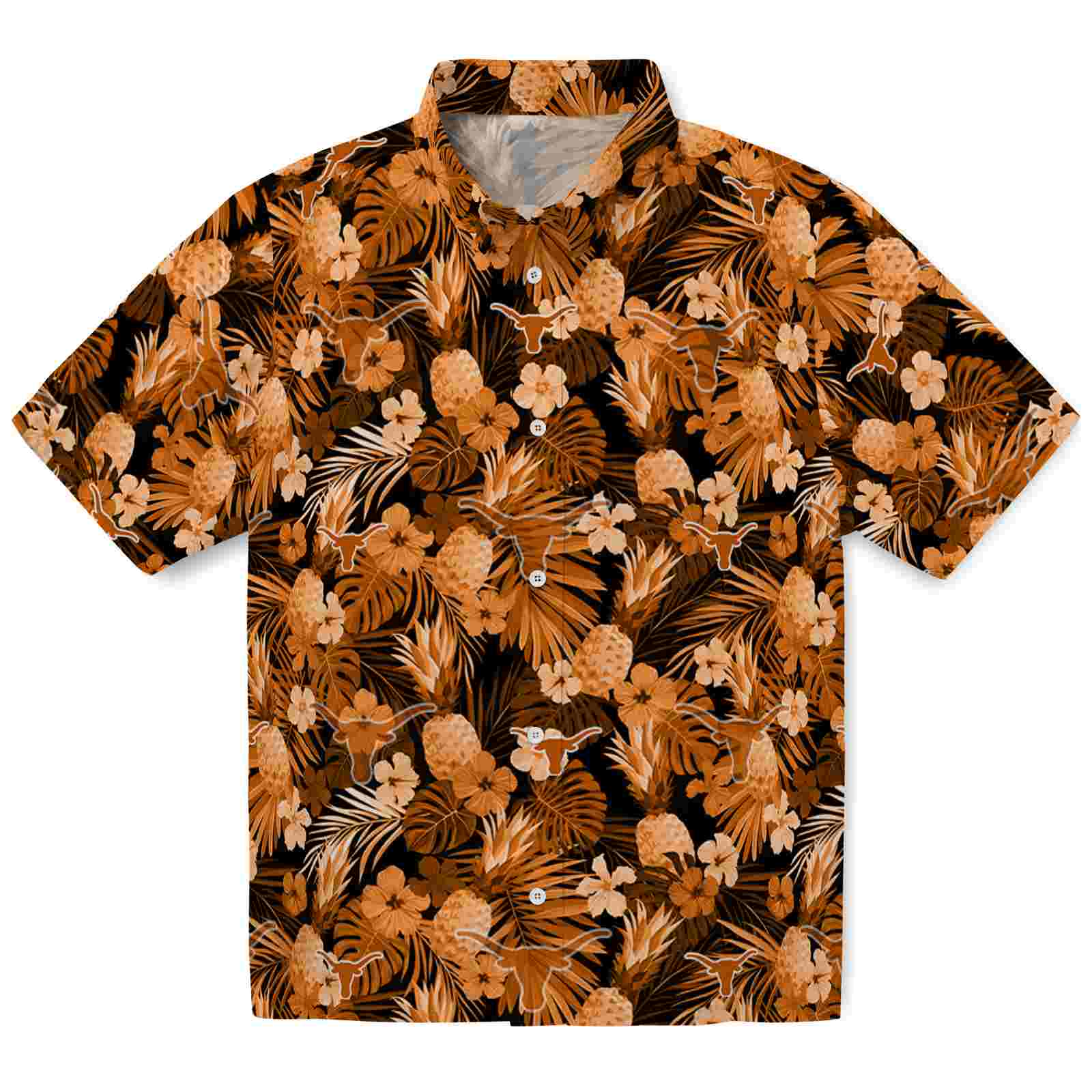 Keptsake Texas Longhorns Floral Pineapple Orange Premium Hawaiian Shirt