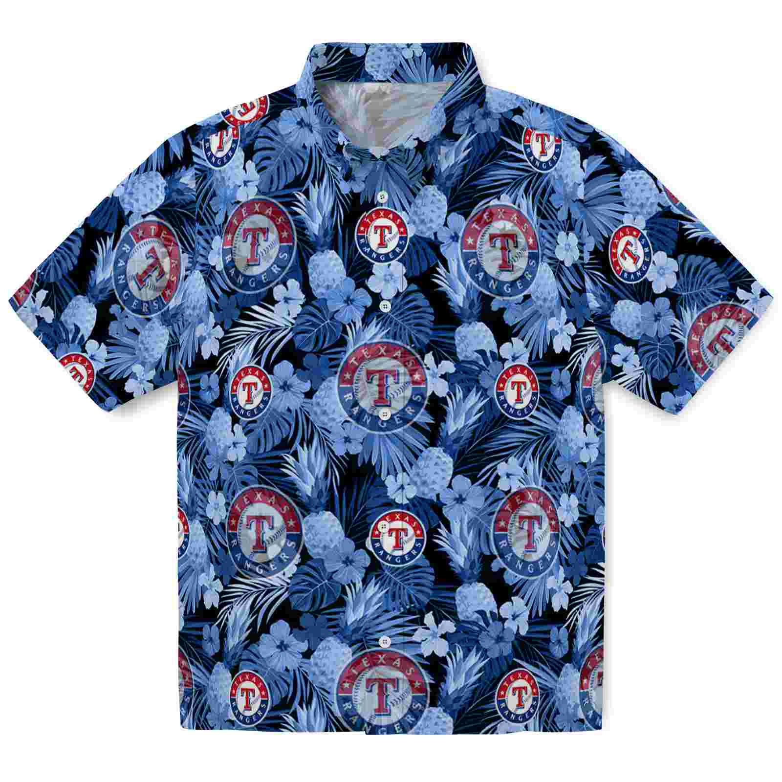 Keptsake Texas Rangers Floral Pineapple Blue Premium Hawaiian Shirt