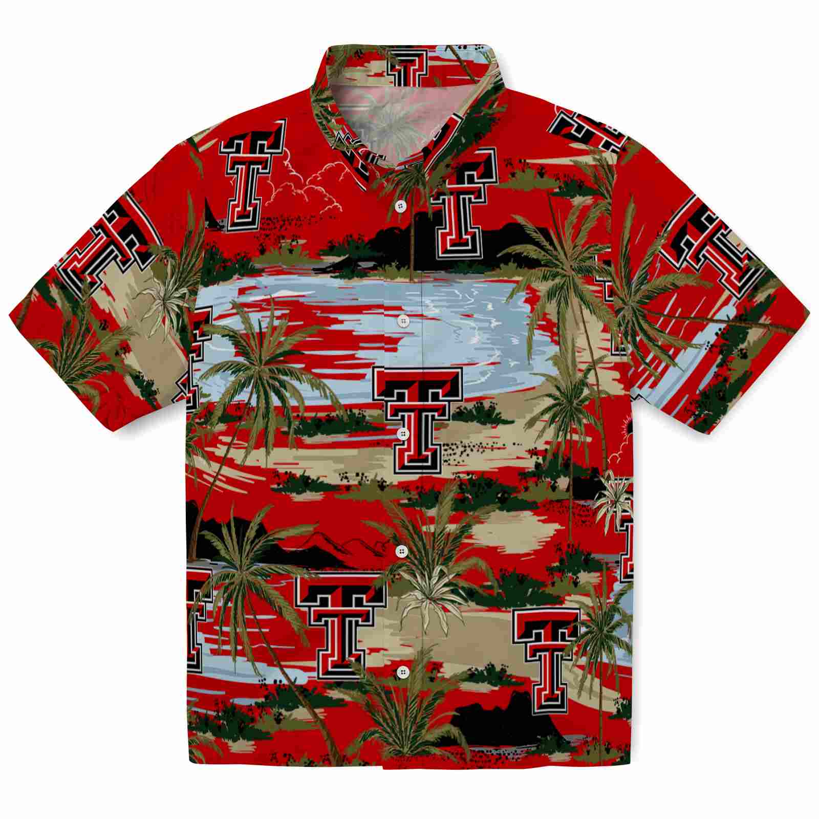 Keptsake Texas Tech Red Raiders Palm Horizon Red Premium Hawaiian Shirt