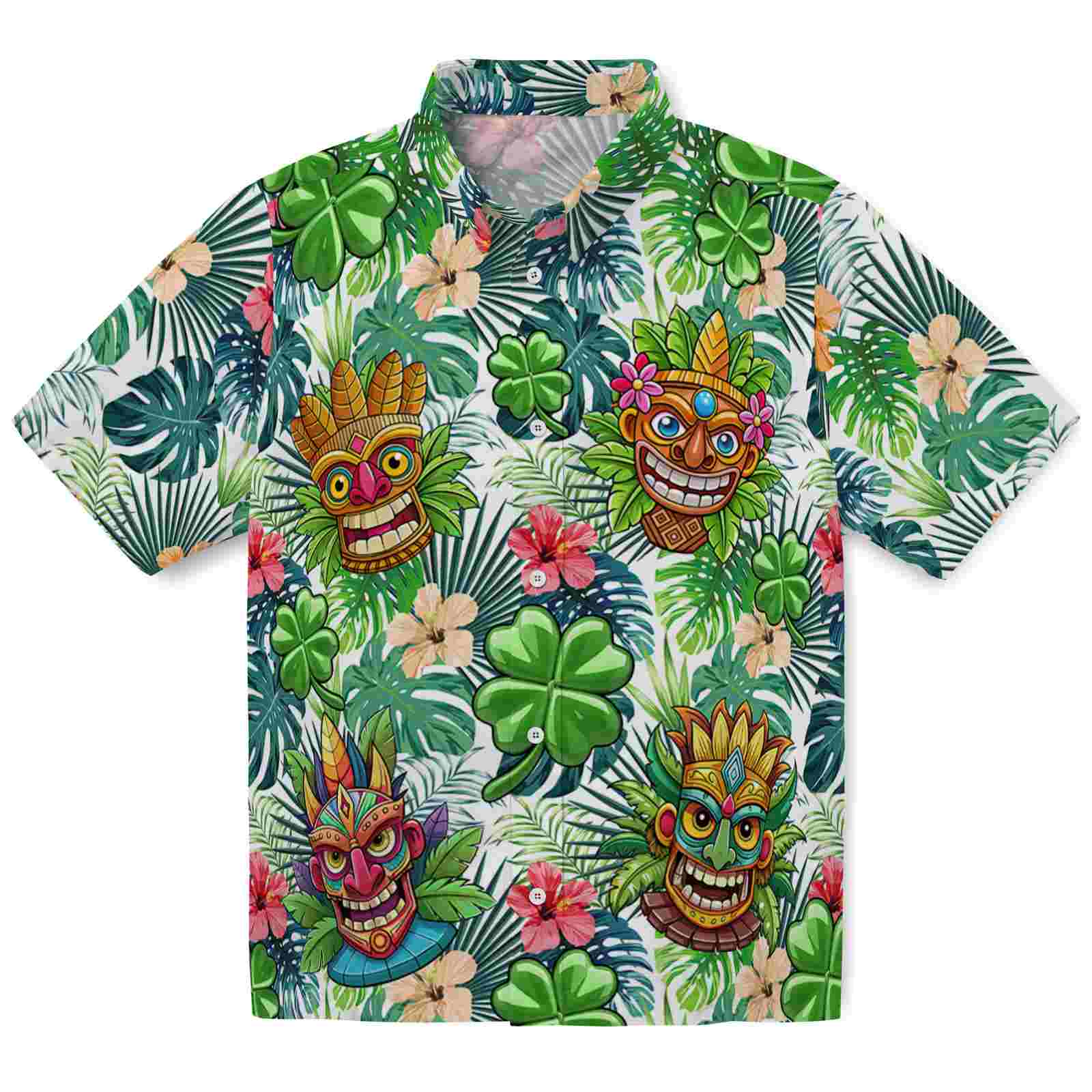 Keptsake Tiki Face Clover Premium Hawaiian Shirt