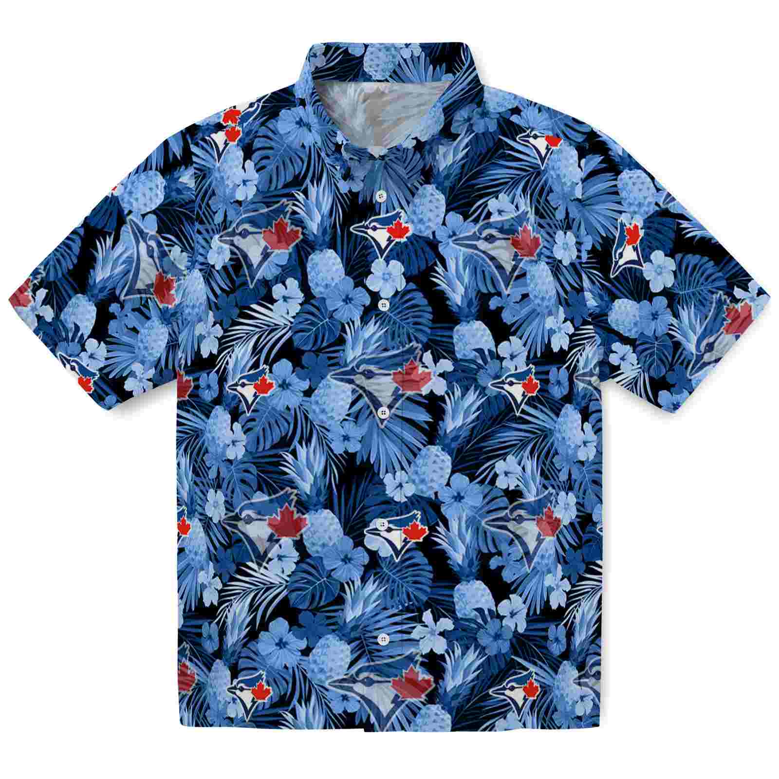 Keptsake Toronto Blue Jays Floral Pineapple Blue Premium Hawaiian Shirt