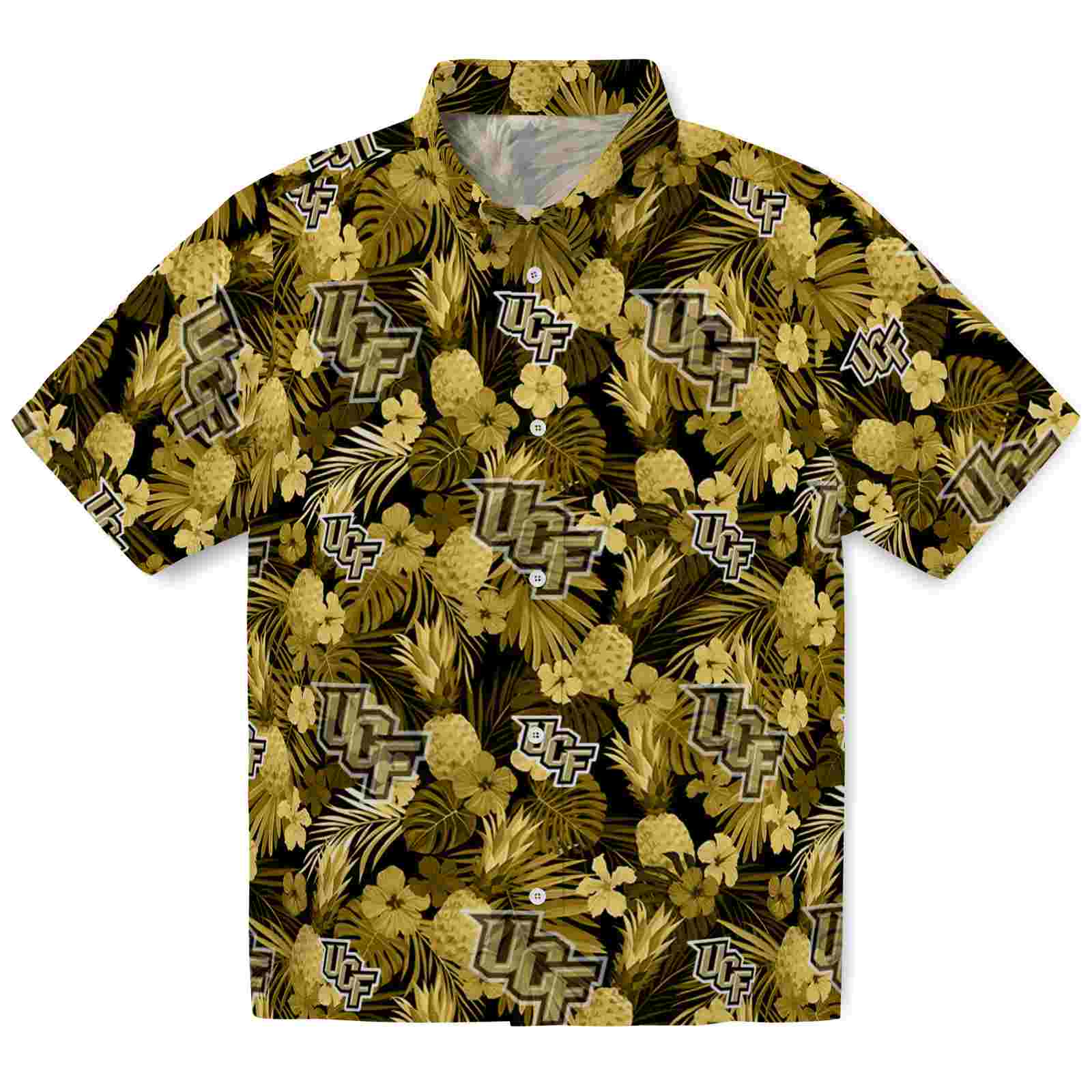 Keptsake UCF Knights Floral Pineapple Gold Premium Hawaiian Shirt
