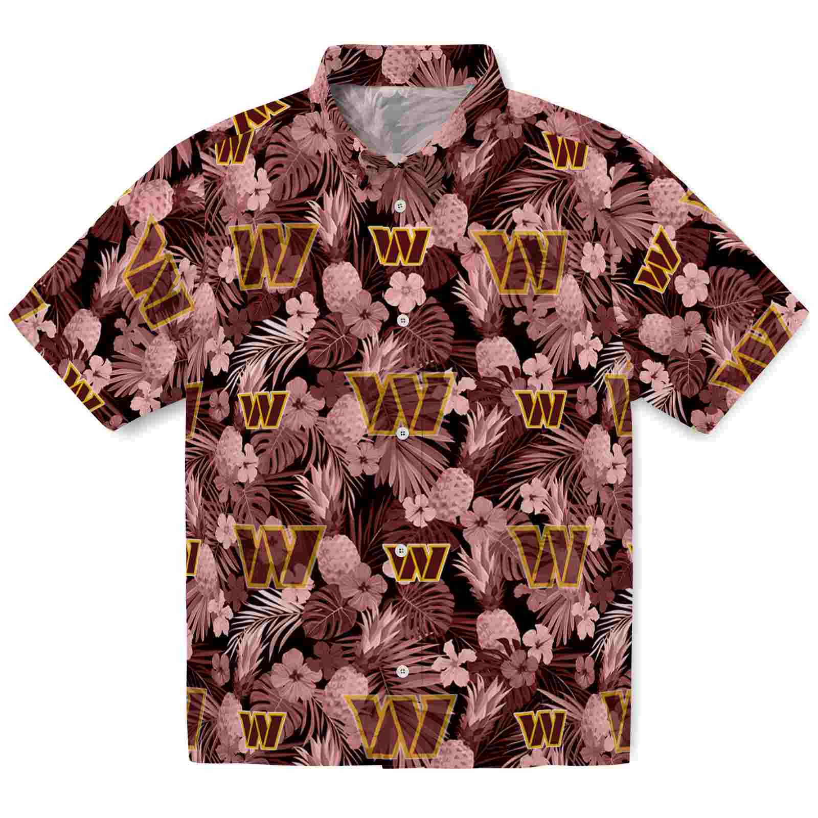 Keptsake Washington Commanders Floral Pineapple Burgundy Premium Hawaiian Shirt