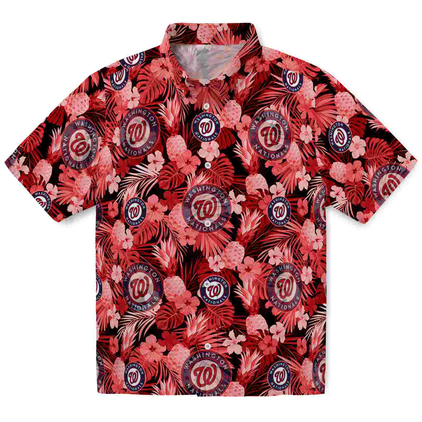 Keptsake Washington Nationals Floral Pineapple Red Premium Hawaiian Shirt