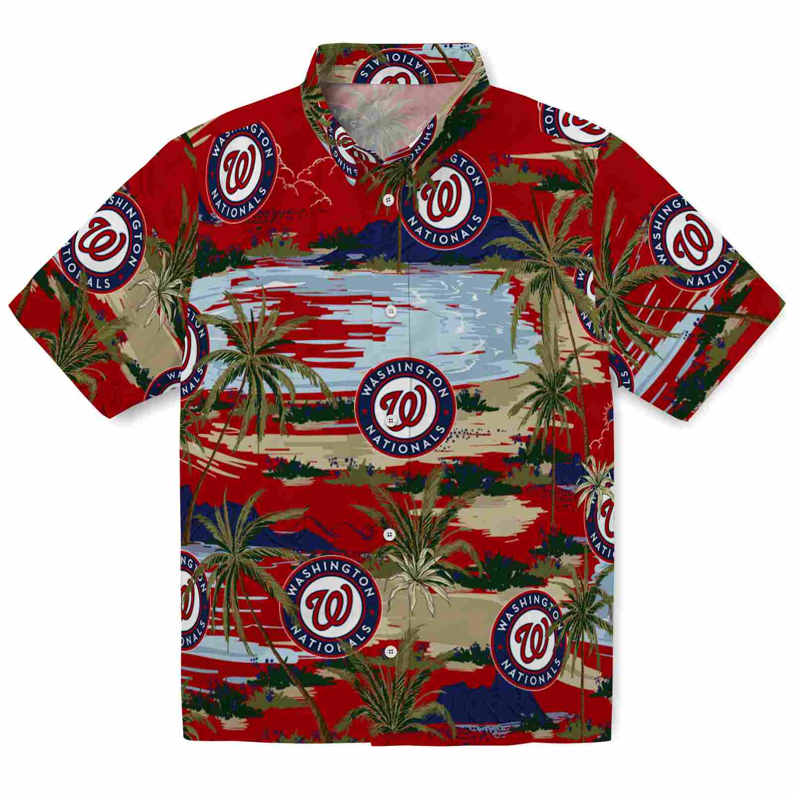 Keptsake Washington Nationals Palm Horizon Red Premium Hawaiian Shirt